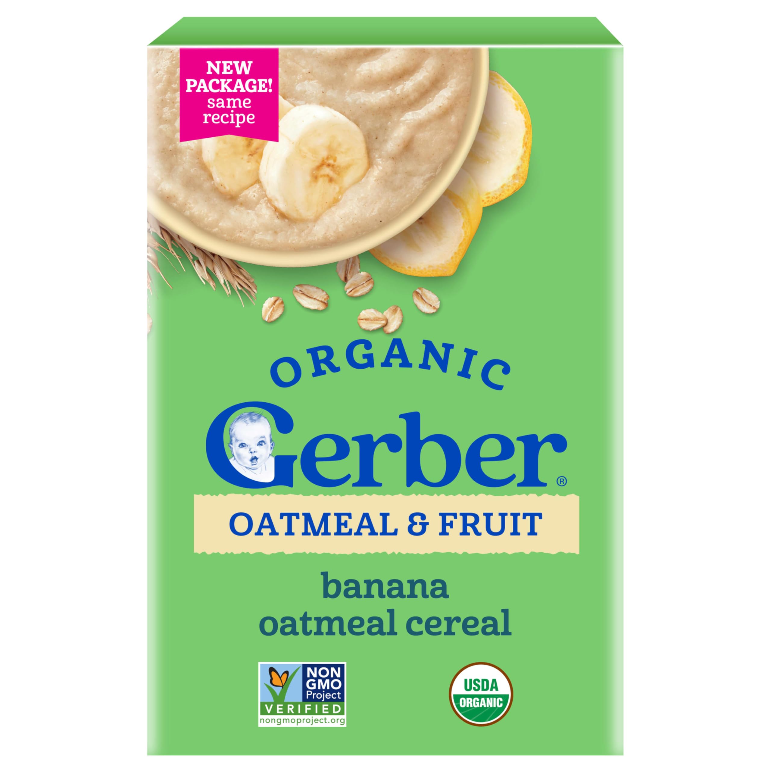 GERBER ORGANIC GRAIN AND GROW Toddler Oatmeal Banana Cereal