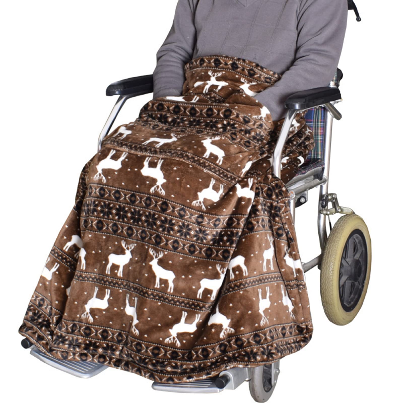 Inverno, Sacco a Pelo per sedie a rotelle, Protezione dal Vento e dal Freddo, Tasche per Le Mani con Motivo Fulvo, Coperta Leggera da grembo Invernale 120x100cm
