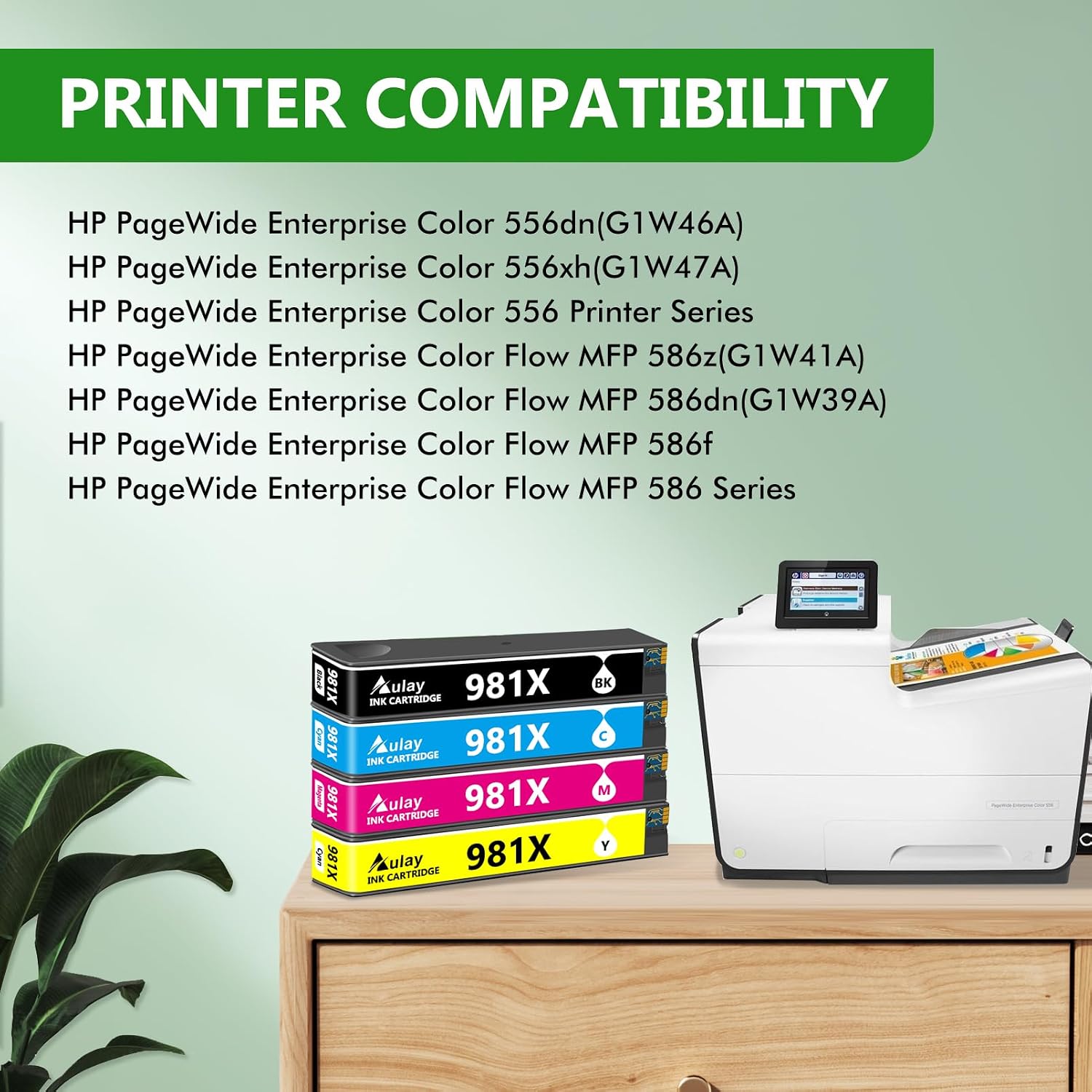 981X Ink Cartridge Black Color Replacement for HP 981X 981A for HP PageWide Enterprise Color 556, 556dn, 556xh, MFP 586, MFP 586z, MFP 586dn, MFP 586f (4 Pack)