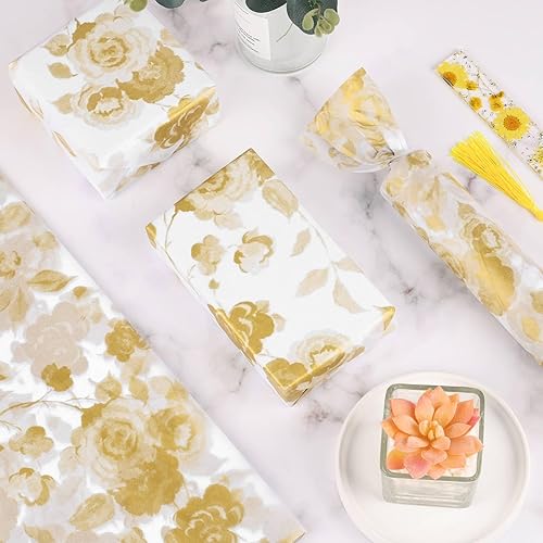 Miniatura 7 de Bolsome 100 hojas de papel de seda floral de rosas a granel para envolver regalos, 20 x 14 pulgadas, papel de seda con patrón de flores vintage para