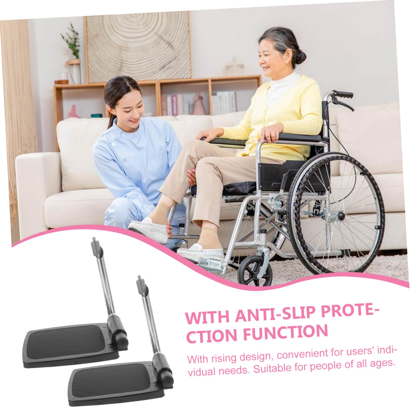 Healeved Varilla del Pedal Reposapiés Robustos para Silla de Ruedas Pedal Elevador de Repuesto con Poste Estable para Personas Mayores y Pacientes Uso Diario Color Aleatorio