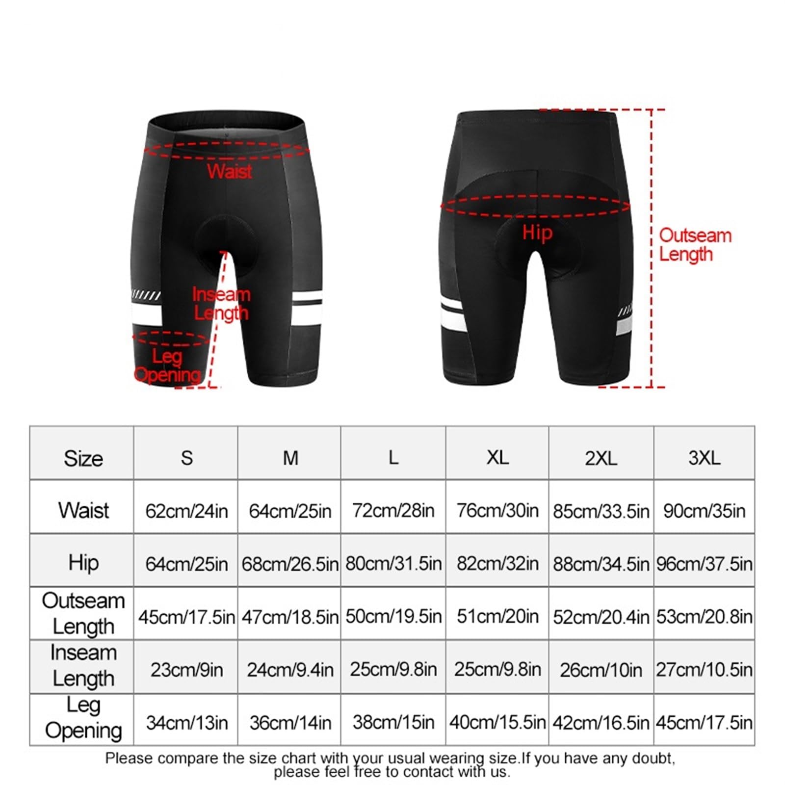 Fahrradhose Radlerhose for Herren, 3D-Gel-Polsterung, Rennrad-Shorts for Herren, schnelltrocknend, Radsport-Hose(XXXL)