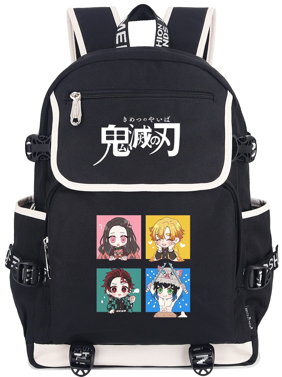 Roffatide Anime Demon Slayer Kamado Tanjirou Kamado Nezuko Laptop Backpack with USB Charging Port