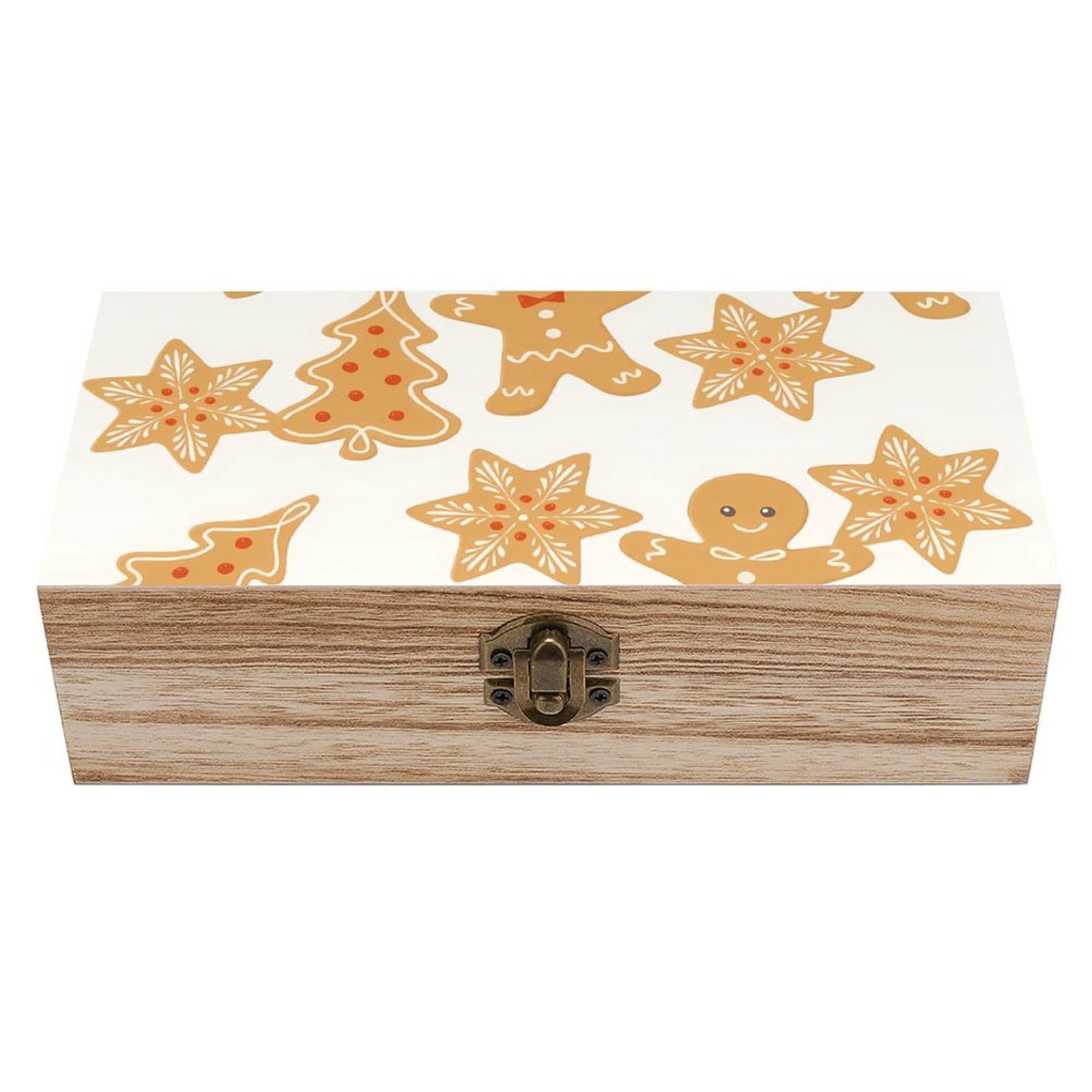 HLBSDM Cartoon Christmas Cookies Retro Wooden Storage Box Jewelry Art Gift Boxs Decorative Keepsake Boxes