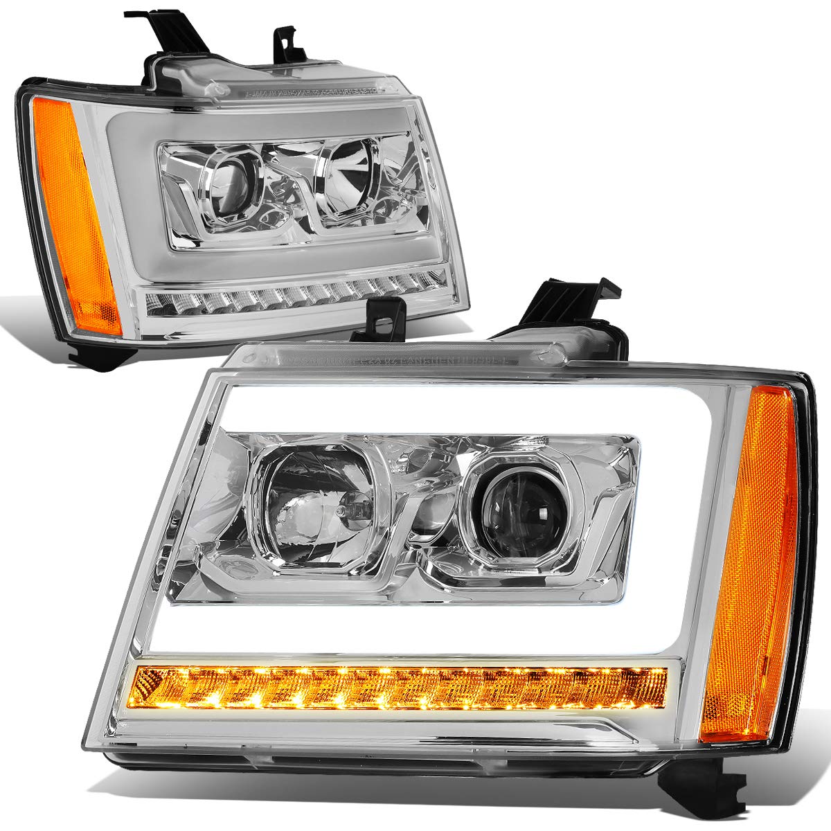 DNA MOTORING HL-HPL-CSA07-CH-AM LED DRL+Sequential Turn Signal Projector Headlight Headlamps