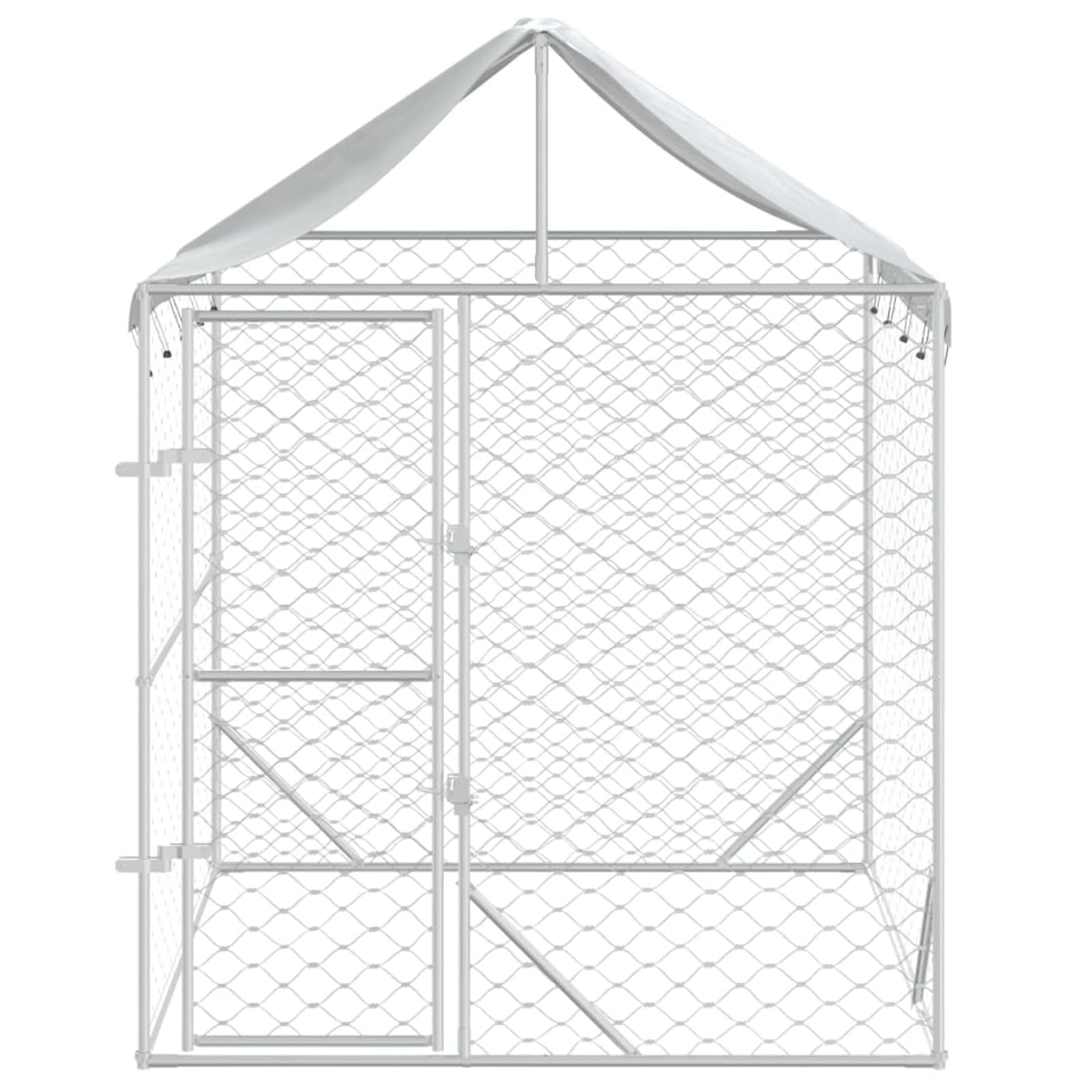 ARKEM Perrera de Exterior con toldo Acero galvanizado Plata 2x2x2,5 m Jaula Perro Grande Voladera