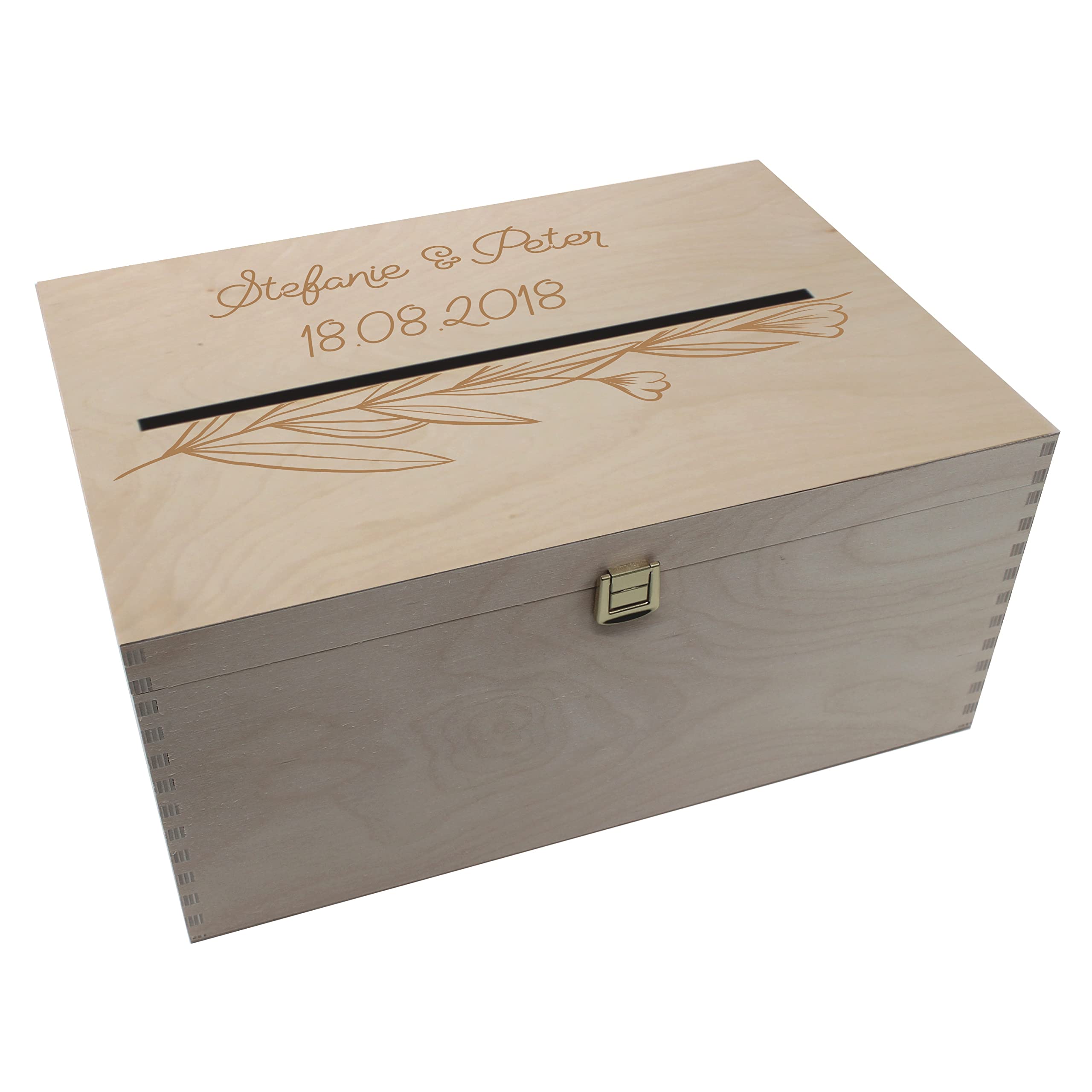Generisch Personalisierte Geldbox Kartenbox Briefbox Hochzeitskartenkiste mit Klappdeckel Box zur Hochzeit naturbelassen (XXL Natur)