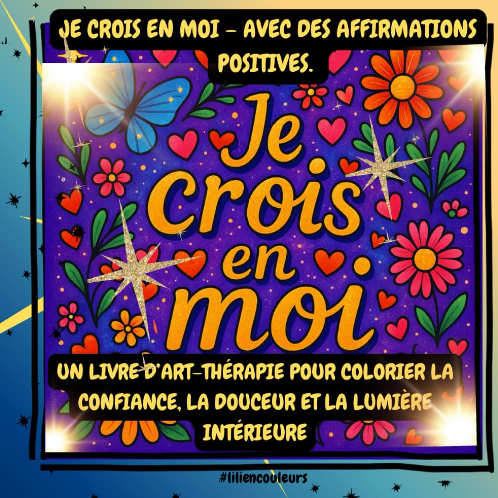 Je crois en moi – Avec des affirmations positives: Un livre d’art-thérapie pour colorier la confiance, la douceur et la lumière intérieure.