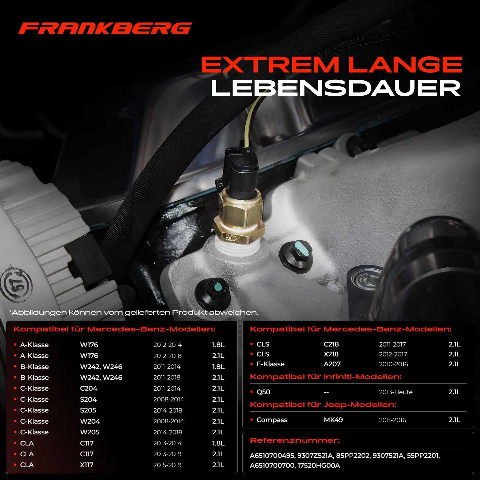 Frankberg Öldruckschalter Kraftstoffdrucksensor 3-polig Kompatibel mit C-Klasse W204 W205 E-Klasse W212 E-Klasse Cabriolet A207 E-Klasse Coupe C207 Replace# A6510700495