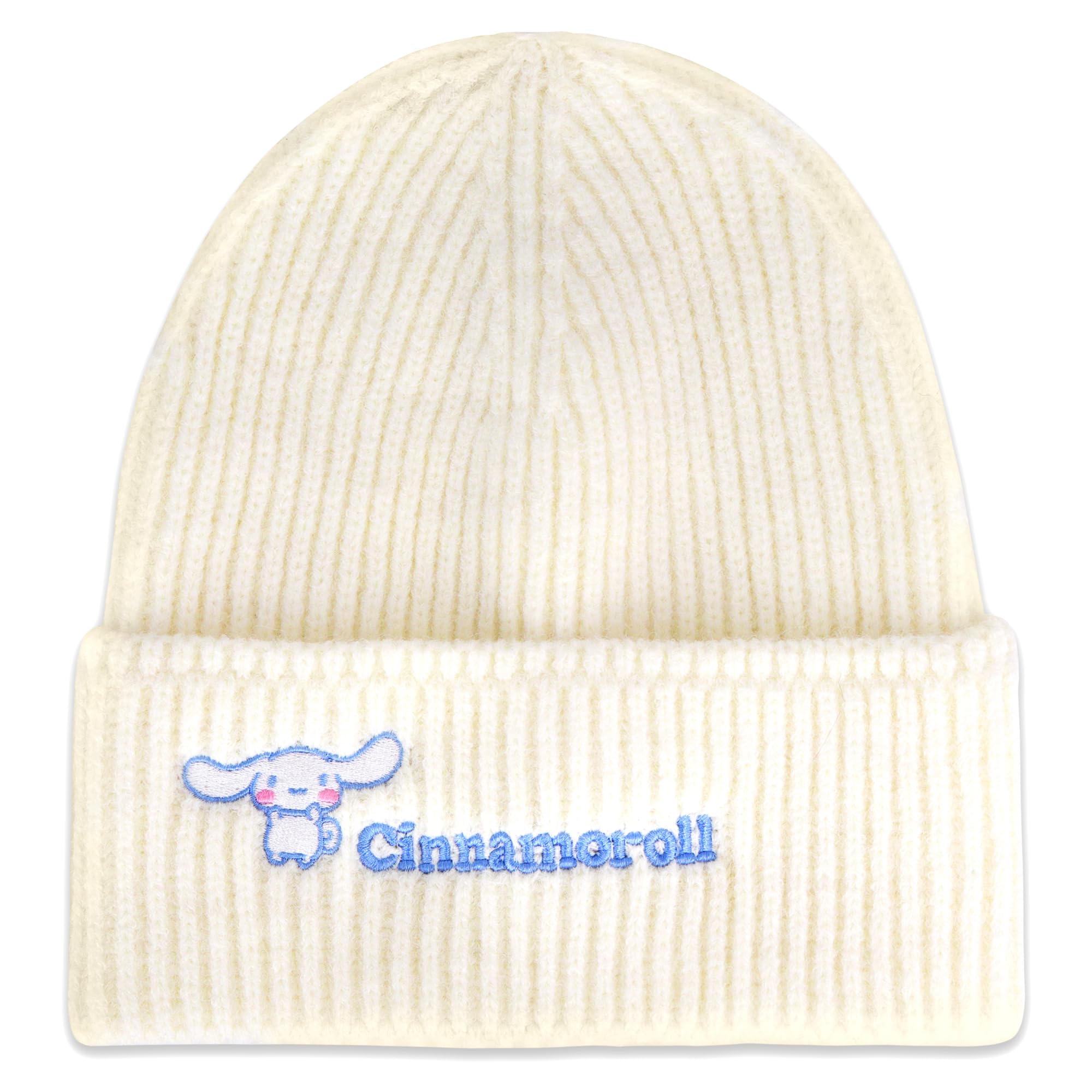 Bonnet Tricoté Kawaii Cinnamoroll – Chapeau Lolita Mignon Fille Garçon – Style Hiver Brodé Peluche – Taille Unique