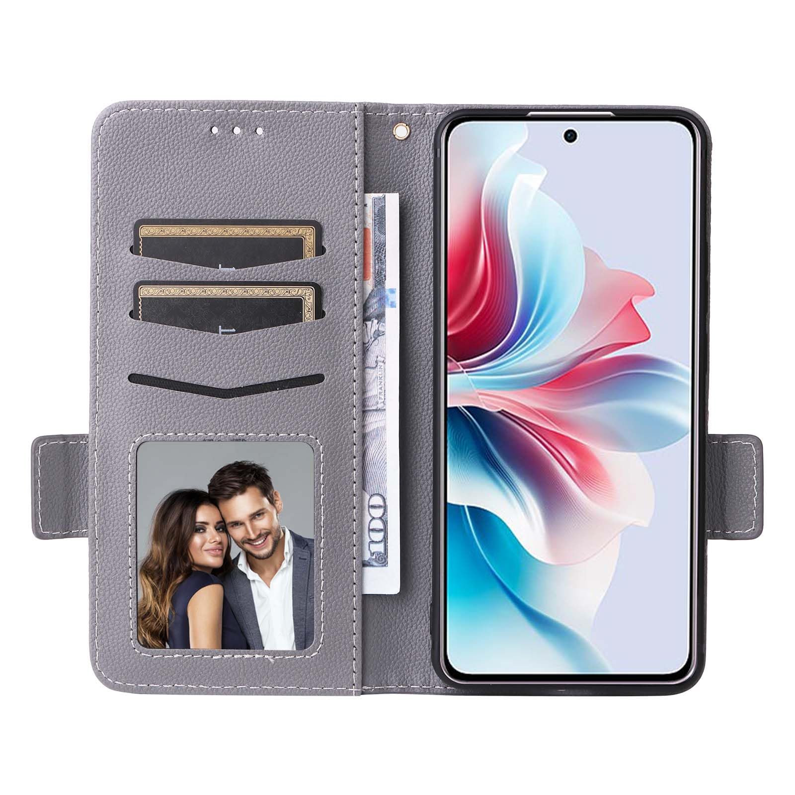 HAOYE Cover per Oppo Reno 11F 5G / Reno11 F 5G, Libro Cover in Pelle con TPU - Elegante Custodia a Portafoglio, Design a Griglia Diamantata, Funzione Stand, Viola