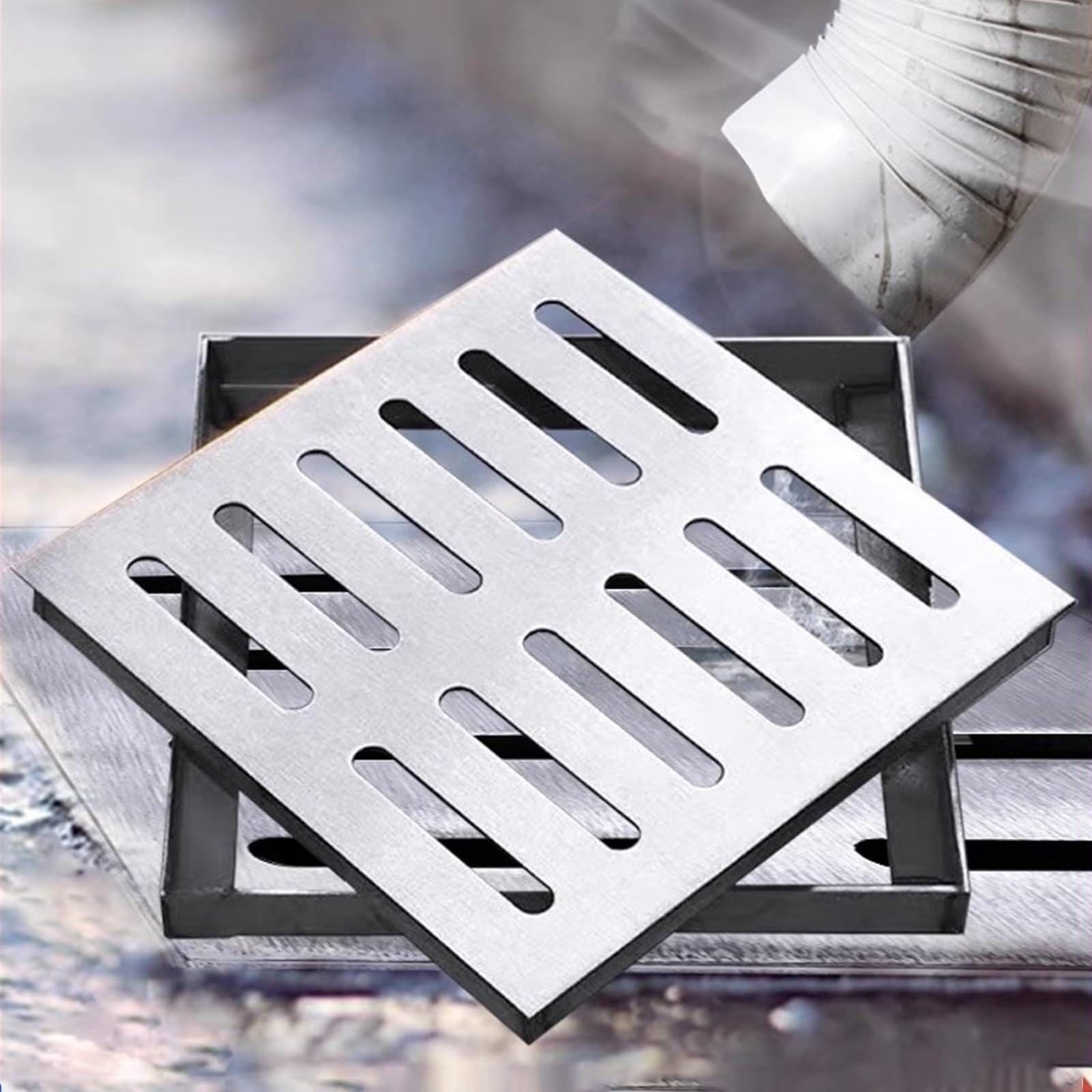 Filtre de drainage carré anti-obstruction avec couvercle de vidange extérieur en inox