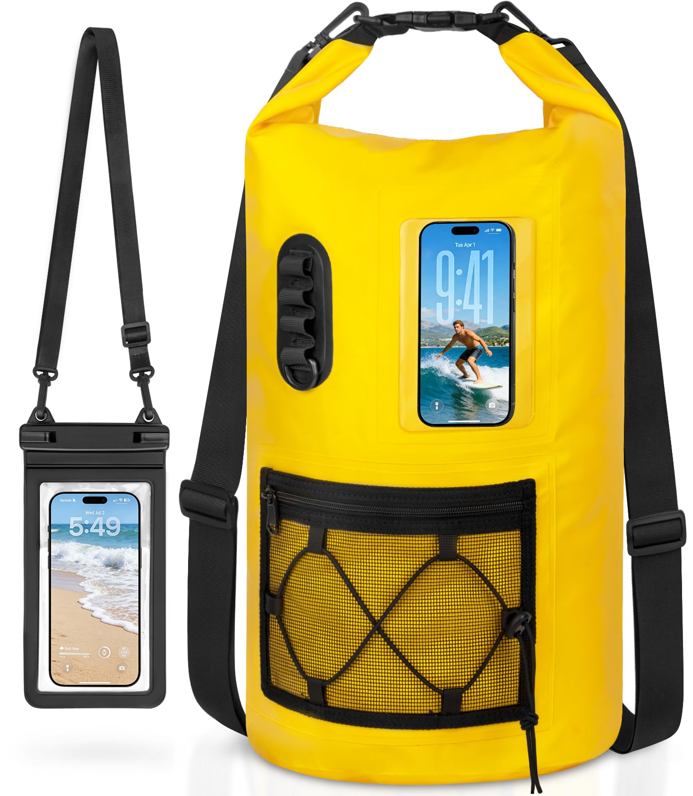 JUYANO Waterproof Dry Bag Backpack 20L/30L, Waterproof Bags with Phone Dry Bag, Floatable Beach Bag Wet Bags for Swimming, Camping, Boating, Kayaking, Fishing