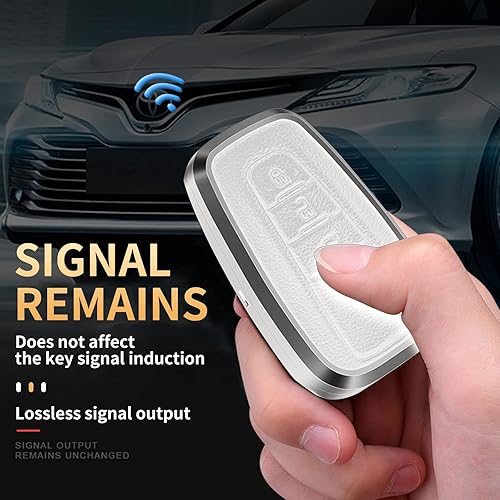 Miniatura 2 de KUNGKIC Funda inteligente para llavero de automóvil para Toyota CHR C-HR Camry Prius Prado Corolla RAV4 aleación de aluminio y protector de cuero