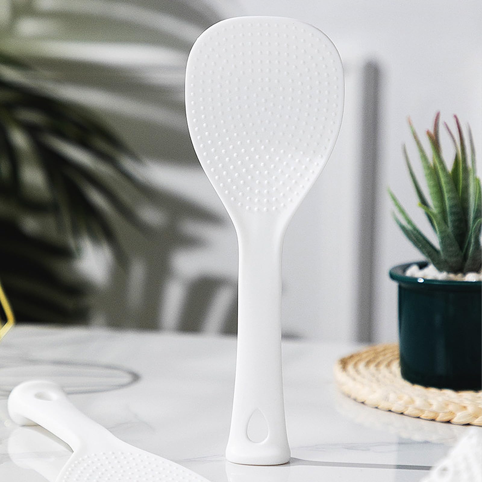 2 cucchiai verticali per riso, in plastica antiaderente, per cucina, ristorante, bianco
