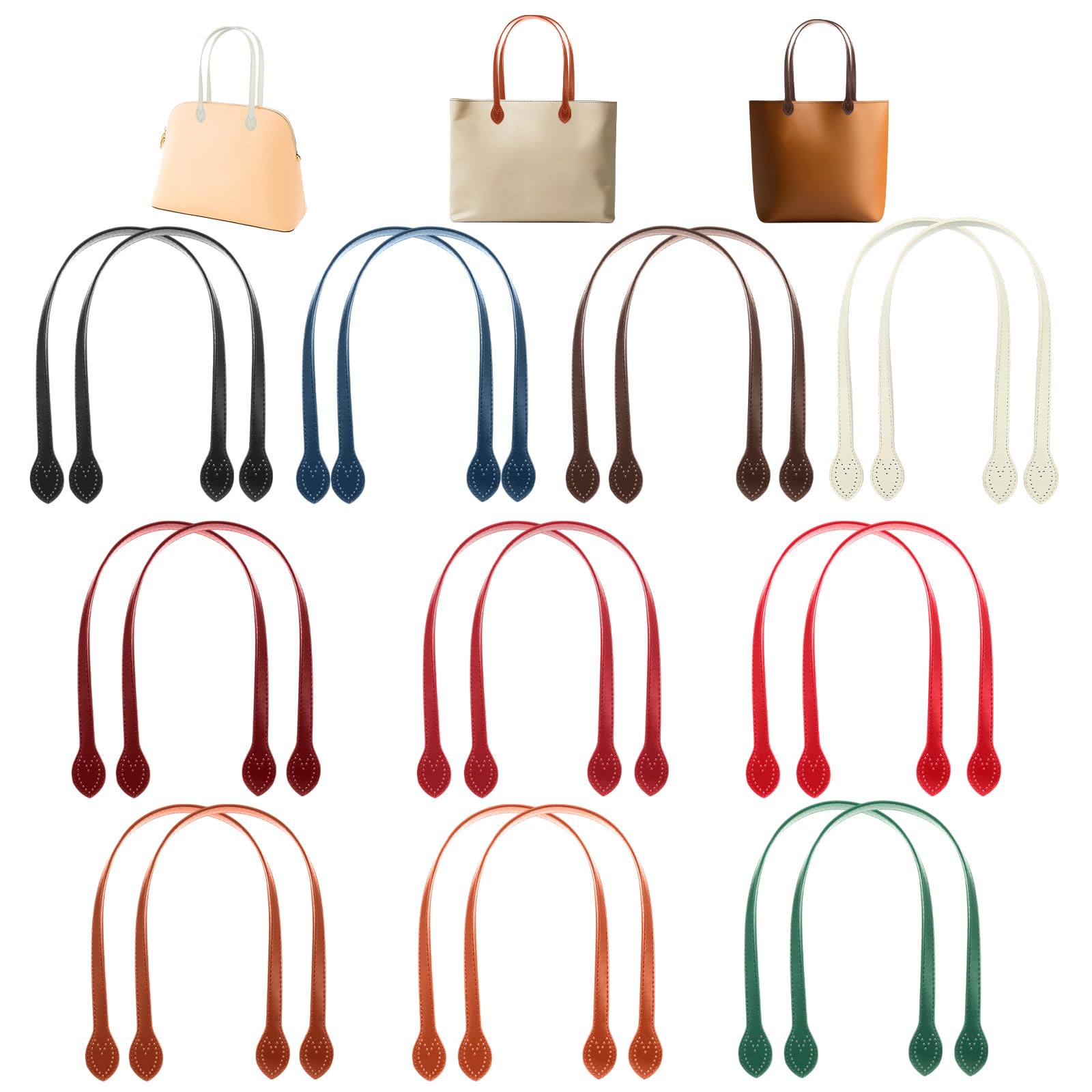 Photo 1 of 20Pcs Bag Handles for Bag Making,23.4" PU Leather Straps for Handbag,Purse Handles for Crochet Bags,10 Colors