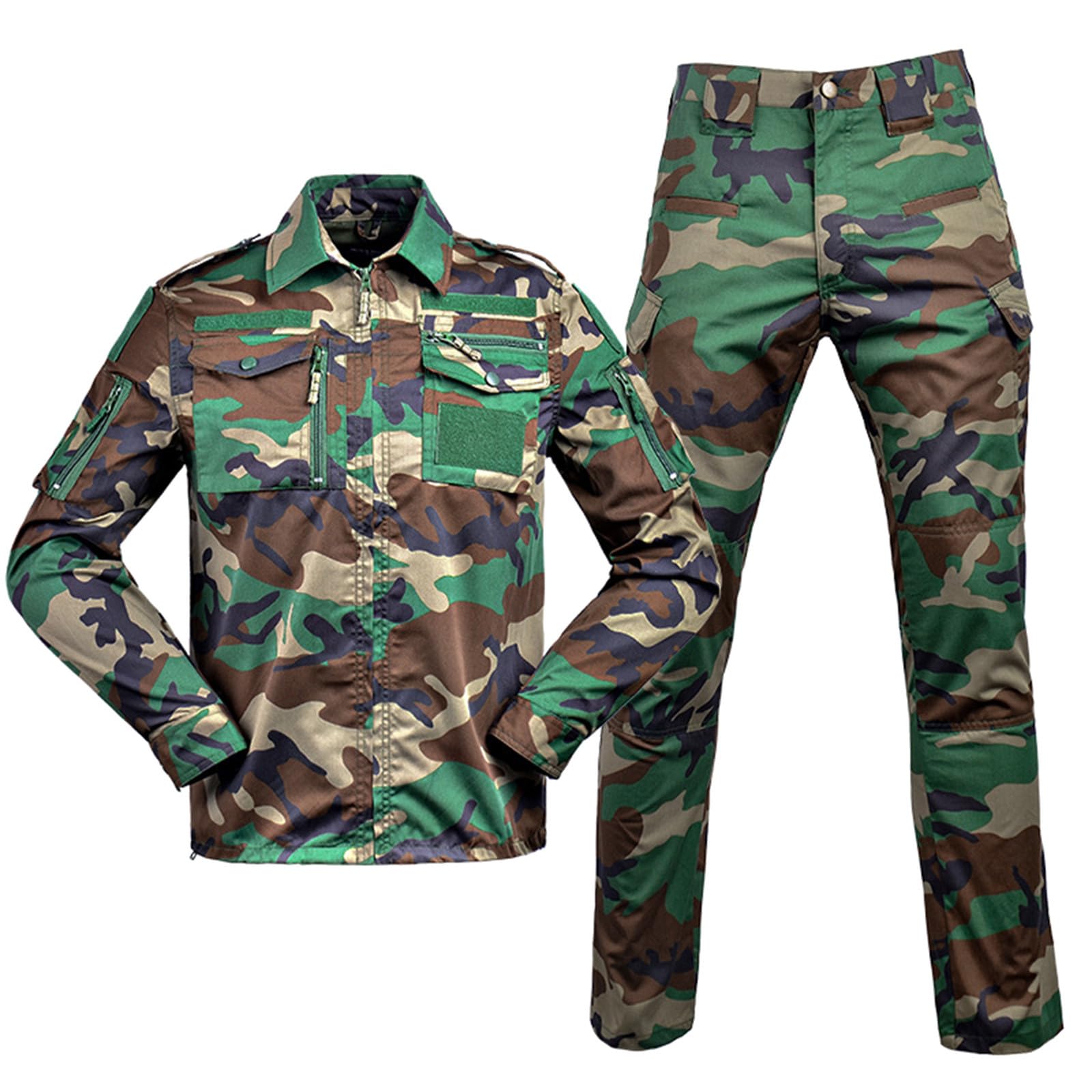 Duohropke Tactical Shirt Military Shirt and Trousers Airsoft Men's Long Sleeve BDU Combat Camouflage Camo Combat T-Shirt for Tactical Paintball Uniform Army, camouflage, S โ image 1