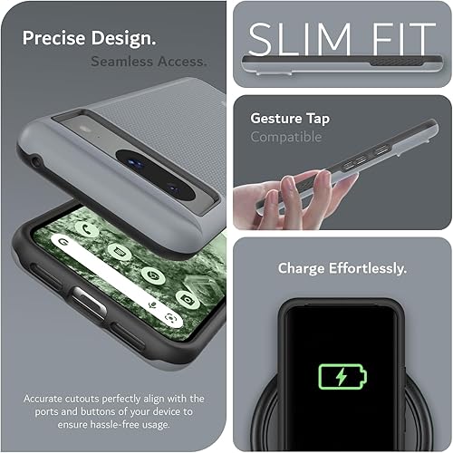 Vista 234 de TUDIA MergeGrip - Funda para Google Pixel 7a 2023, [probada en caídas de grado militar] borde elevado para protección de pantalla y cámara, doble