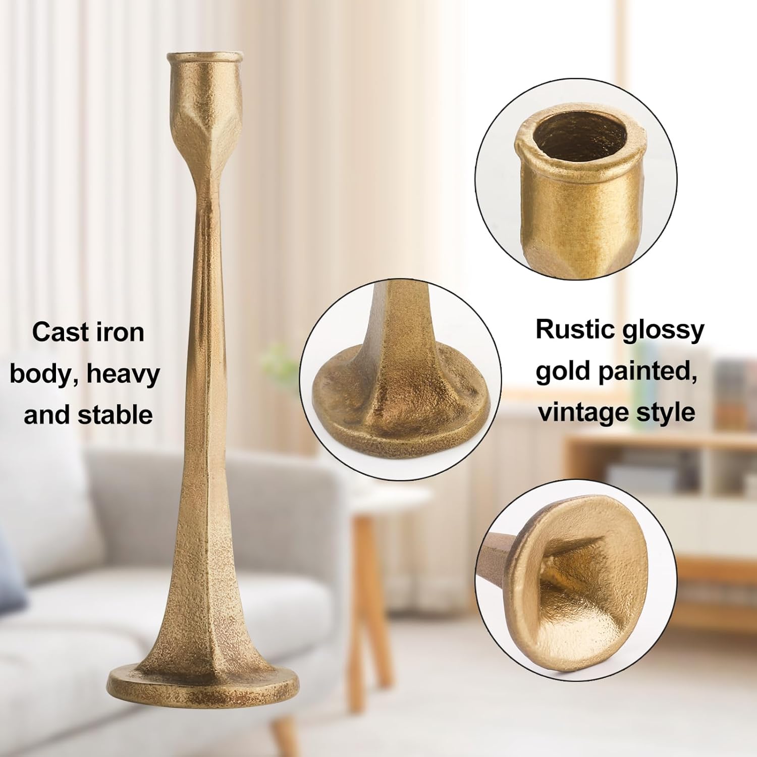 Iron Taper Candle Holder - Set of 4 Decorative Candle Stand - Candlestick Holder Set for Wedding, Dinning, Party - Image 3