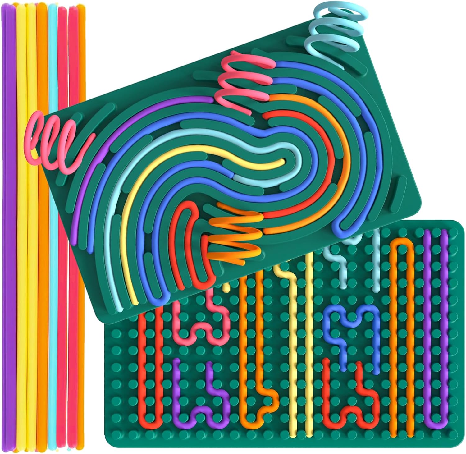 Sensory Activity Board,Silent Fidget Toys for Calming Duble Sided Design Kids Busy Board for Fine Motor Skill,Silicone Calm Down Fidget Toy for Travel Calming, Stress, Anxiety,ADHD & Autism