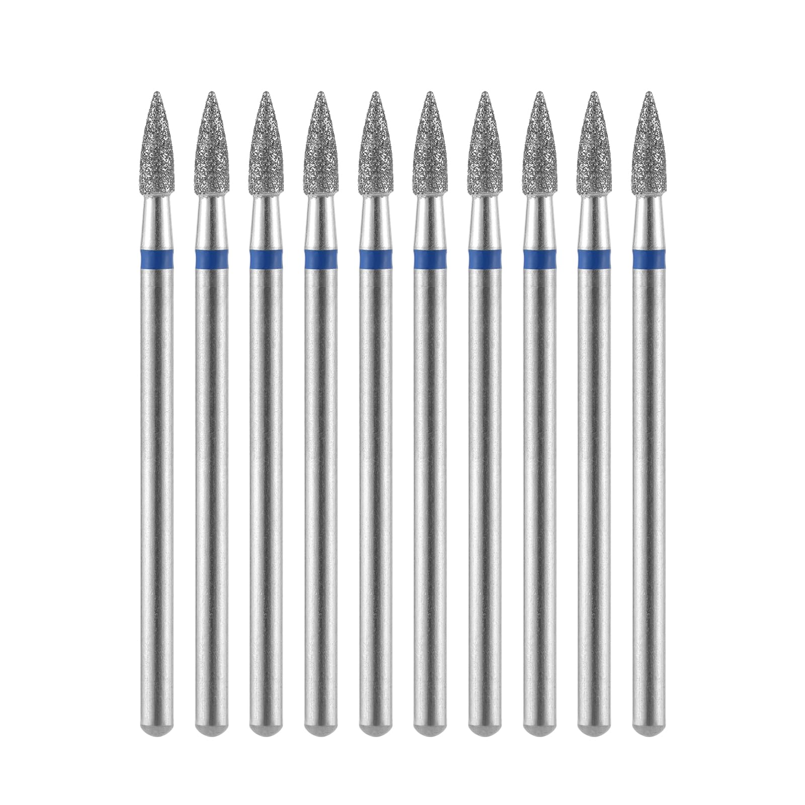KADS Carbide Diamond Sanding Bit for Nail Prep Shaping, Upgrade Nail Drill Tips for Manicure Salon Cuticle Remove (10Pcs Bullet Shape-M)
