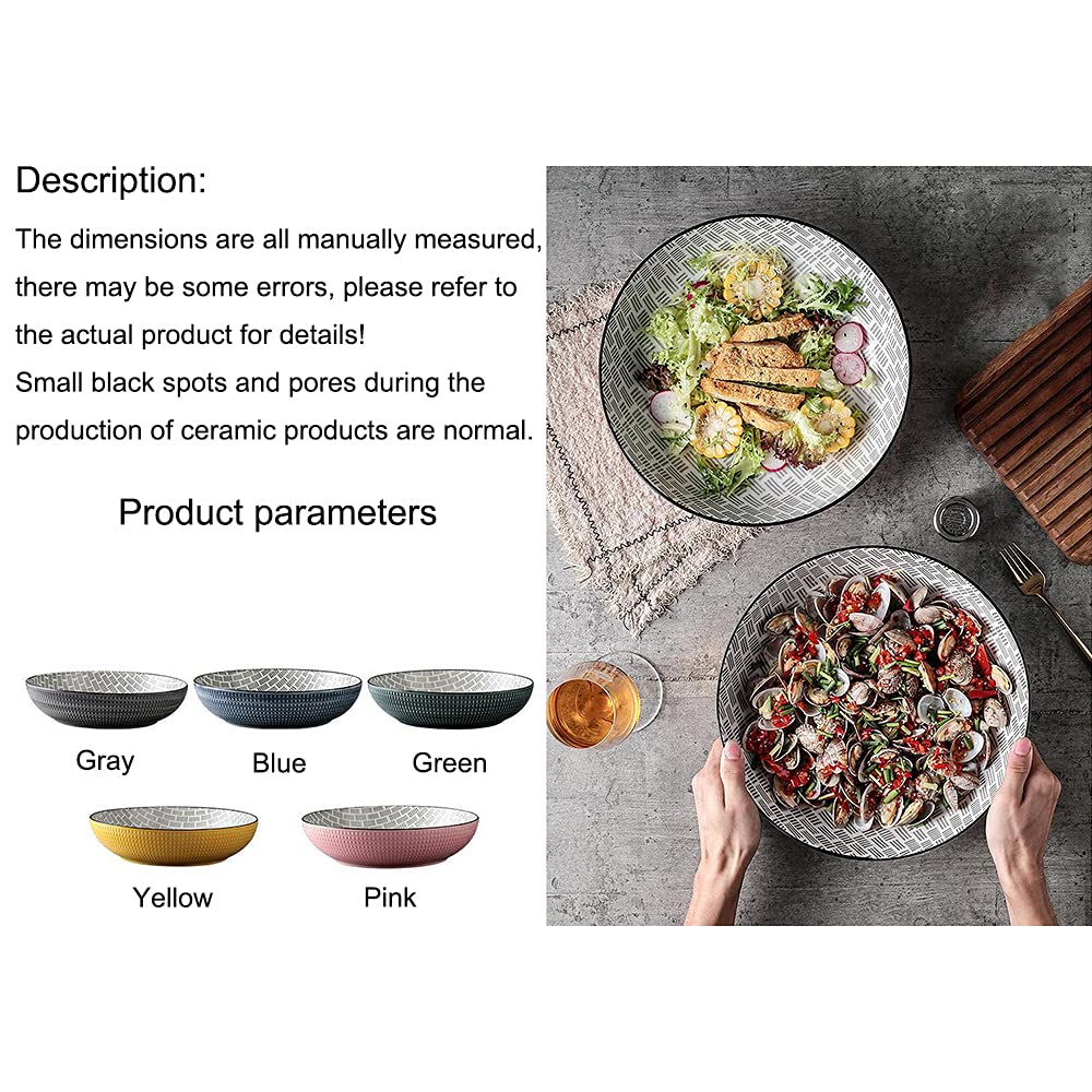 Bol en céramique, Bol de Riz Ramen, Grand Bol à Soupe, Bol à la Farine de Fruits et légumes, Grand Bol à Soupe Domestique, Styles Divers,Rose