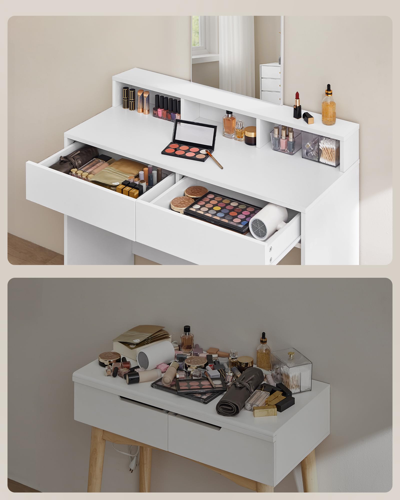 Kaptafel Kaptafel slaapkamer verf make-up tafel klein appartement mini dressing tafel combinatie LED Verlichte spiegel make-up kruk Kaptafel (Color : Blue