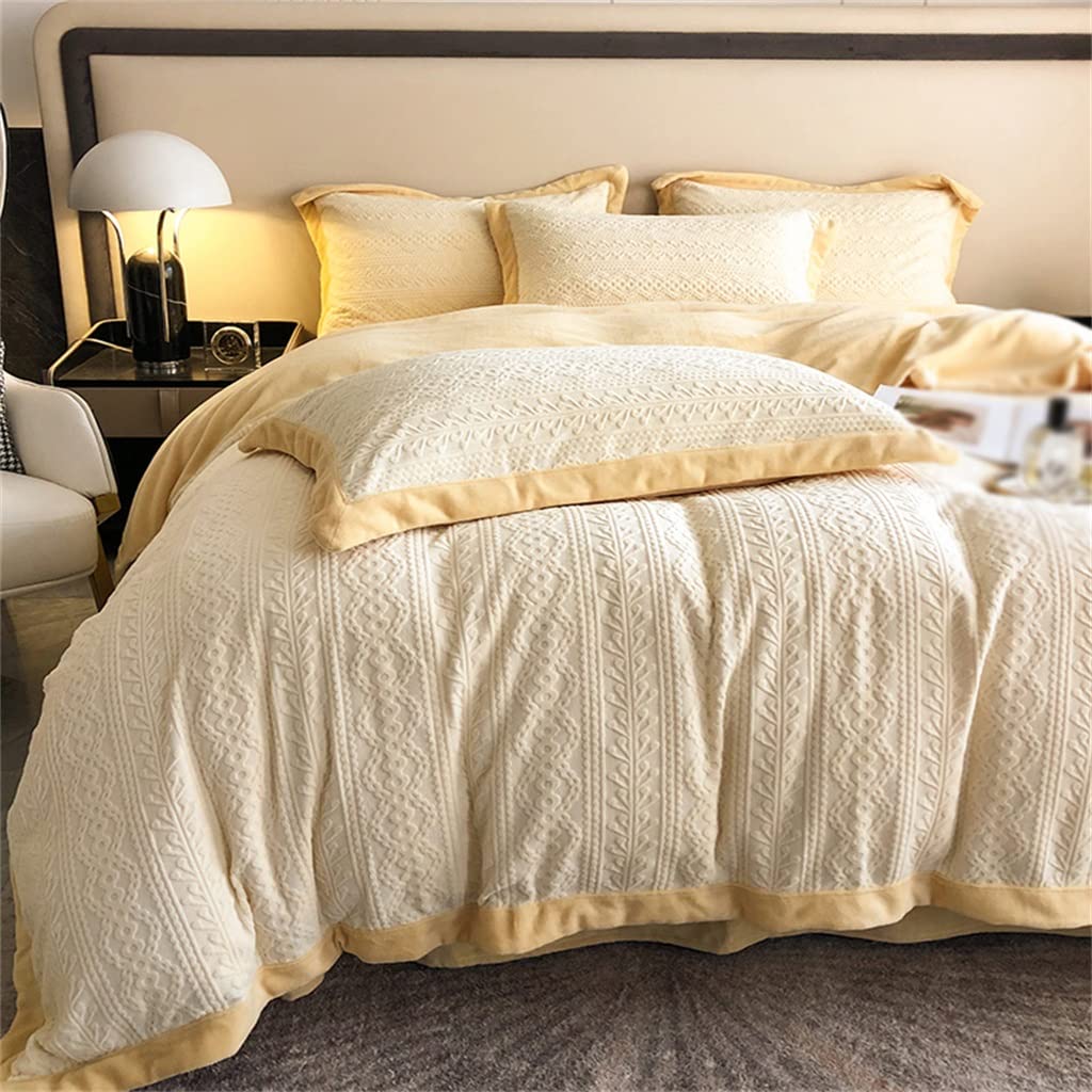 Cama Juego de Cuatro Piezas Velvet Tallado Invierno Espesado Tibio Tibio de Doble Cara Cubierta de Almohadilla de Almohadilla de Camisa de Terciopelo