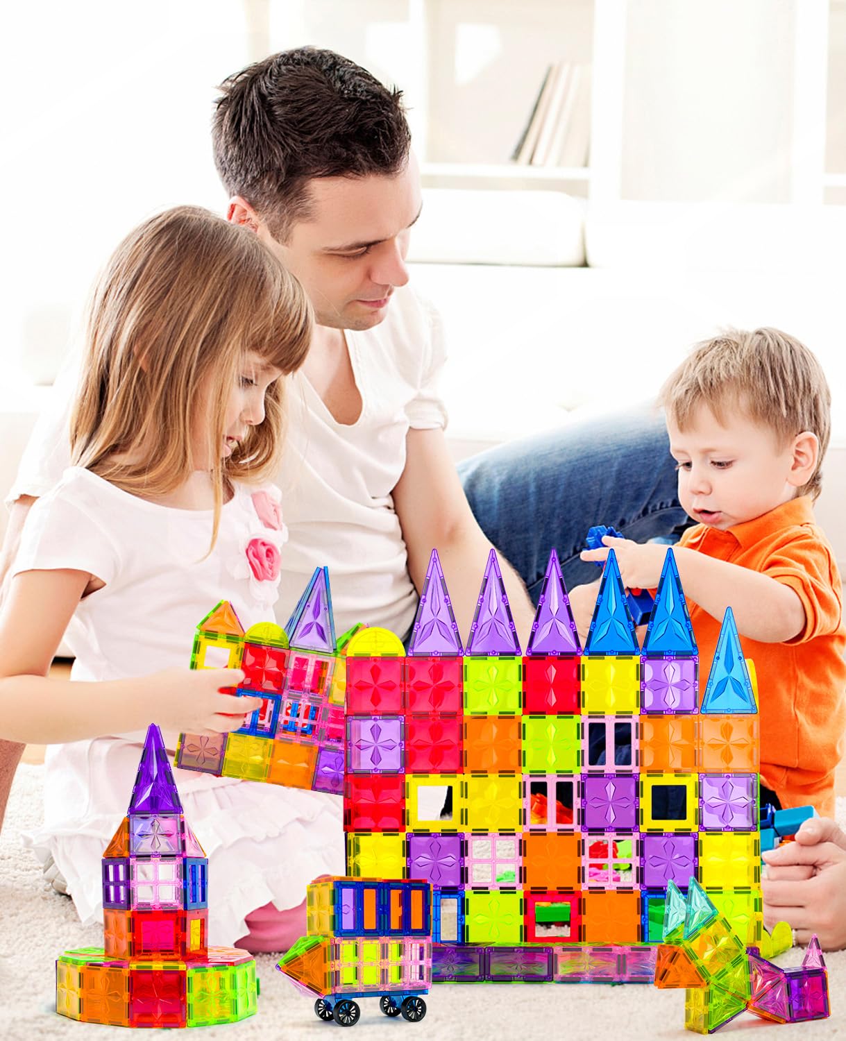 DXJXMAX Costruzioni Magnetici 105 Pezzi, Magneti Giocattoli per Bambini 3D, Costruzioni Magnetiche Blocchi, Giocattoli Educativi Regali STEM Creatività Montessori per 3+ Anni Ragazzi e Ragazze
