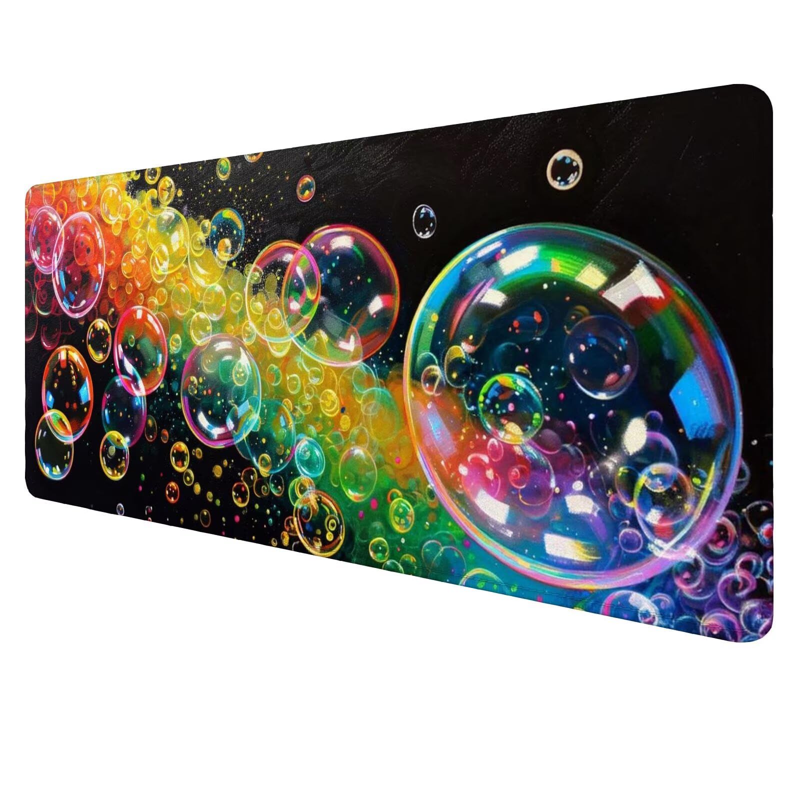 Bubble duża podkładka pod mysz do gier żółta podkładka pod mysz XXL 1000 x 500 x 3 mm, mata komputerowa akcesoria biurowe z antypoślizgową podstawą do klawiatury i myszy dla graczy J126