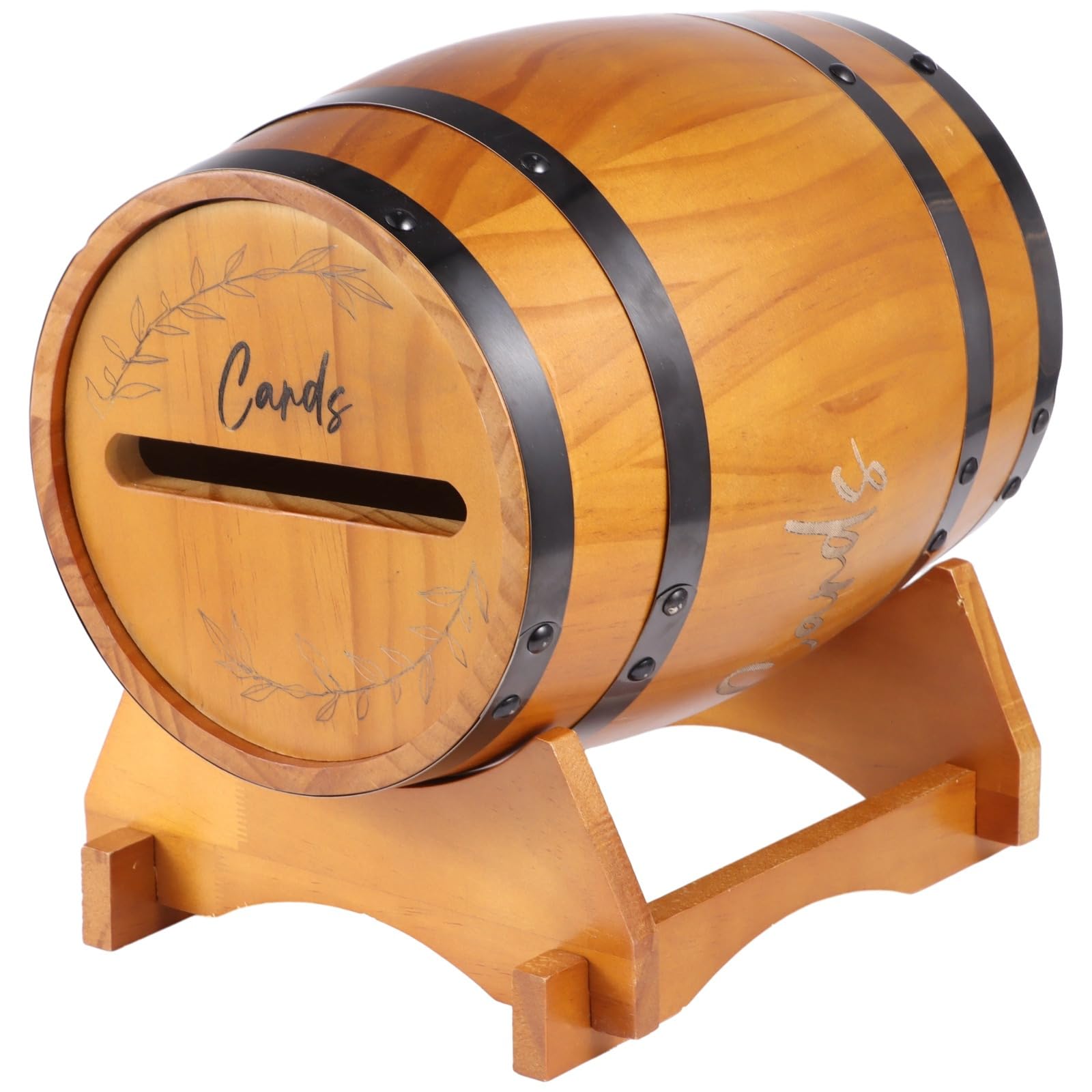 Rustykalne drewniane pudełko na karty ślubne, 5 l, beczka na whisky, pudełko na karty z okazji ukończenia szkoły, solidna drewniana konstrukcja, stabilny uchwyt na kopertę na ślub, imprezę
