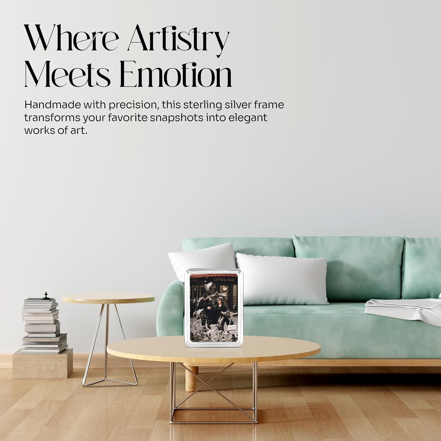 Modern Sterling Silver Picture Frames - Handmade in Italy, Tarnish-free, 5x7 Silver Picture Frame with Dual Easel for Portrait & Landscape Display, Exceptional Gift for Any Occasion