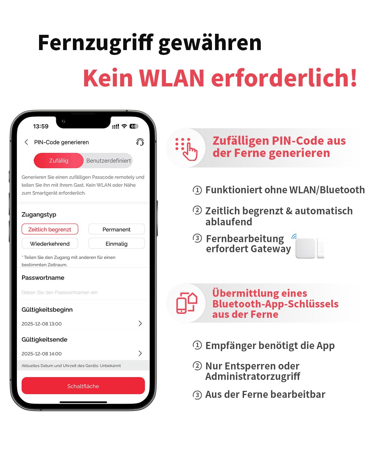 Populife Fingerabdruck-Schlüsselbox Smart Schlüsseltresor mit Zahlcode Fernzugriff wasserdicht für Zuhause Makler Airbnb