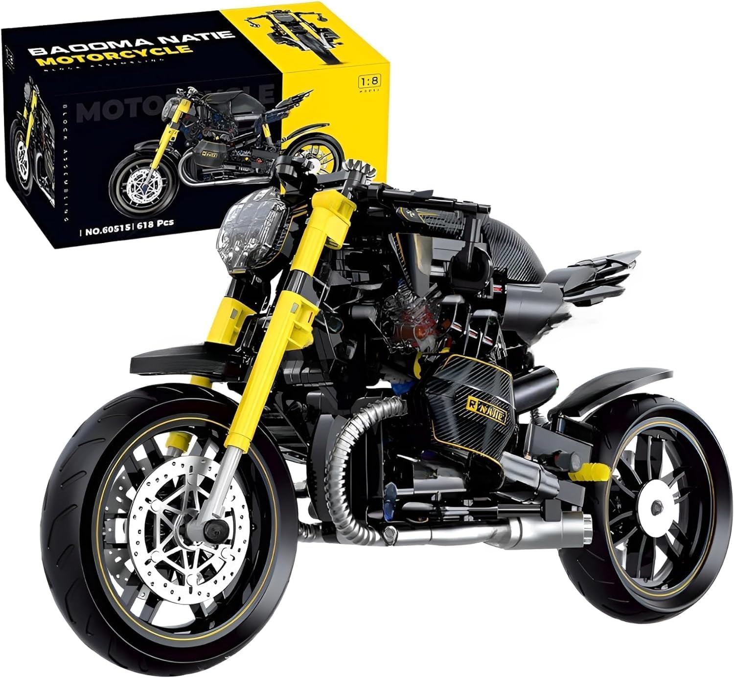 Cijinay Multiple Colors Technic Motorcycle Model Building Block Kit, 618 Pcs Technic Motorbike Building Blocks Set, Moc Superbike Gift Toy For Adult, Construction Vehicle Toy Building Brick