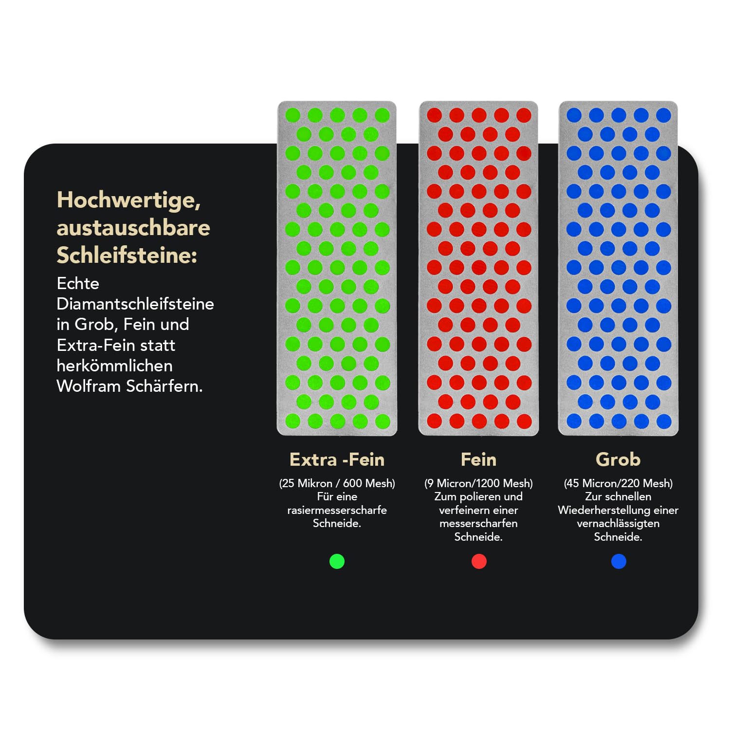 DMT SimpleSharp Classic Bundle Grob, Fein & Extrafein | Diamant Messerschärfer für rasiermesserscharfe Klingen mit perfektem Schleifwinkel | Schärft beidseitig mit extraharten Diamant-Steinen