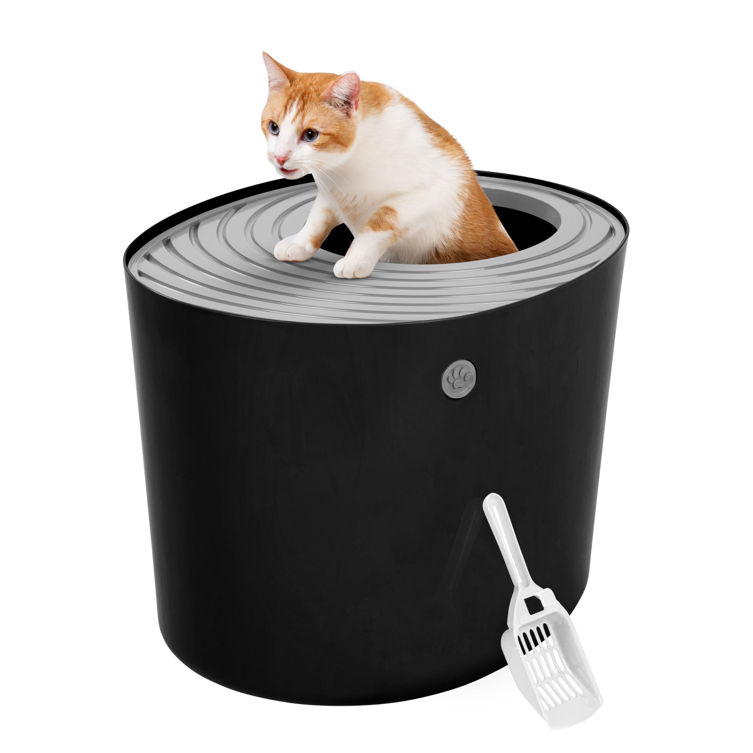 Iris Ohyama Lettiera per Gatti, Fino a 7kg, 1 Pala, Nero/Grigio, Ingresso Top, Cat Litter Trey, Chiuso, Per Gattini, Lato alto, Con cappuccio, Grande, Senza BPA, Profondo, Facile da pulire, PUNT-530