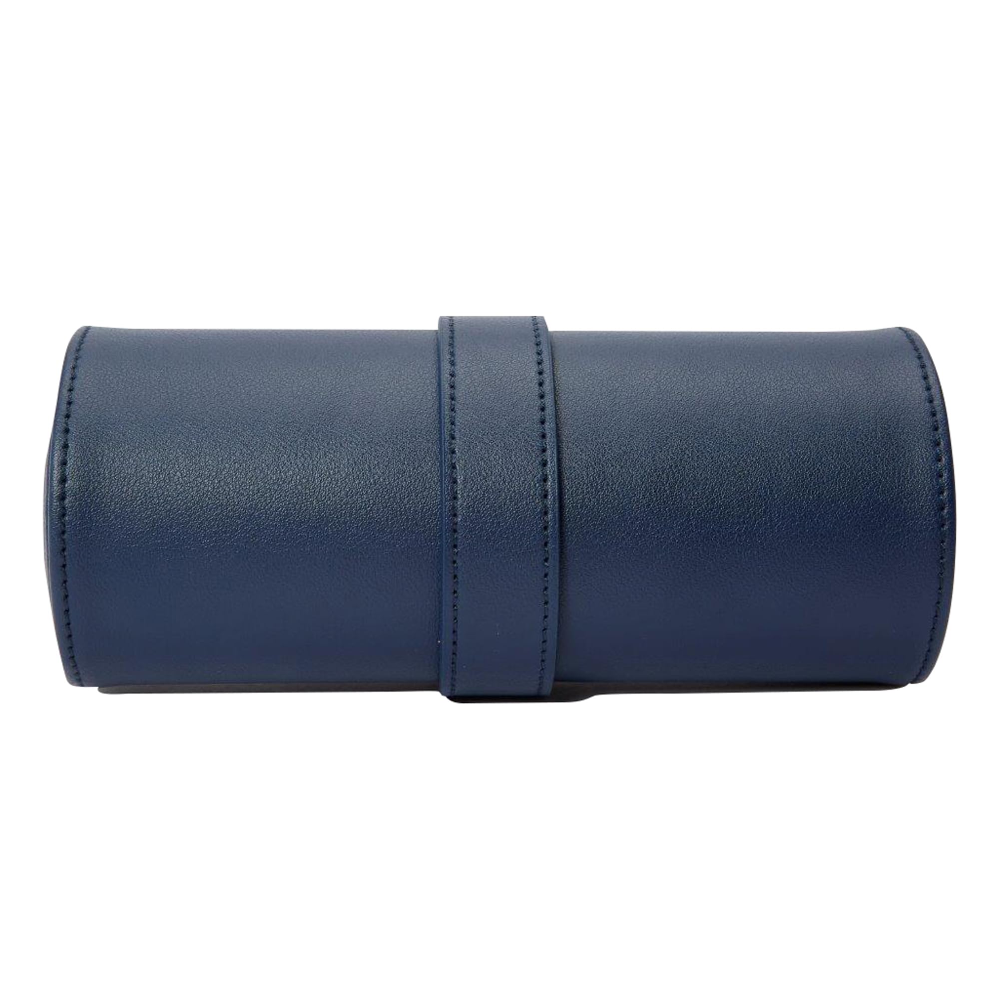 WOLF Heritage Watch Roll, Navy - Holds Up to Three Watches - Vegan Leather, Ultra-Suede Lining, Snap Closure - Includes Two Watch Guards