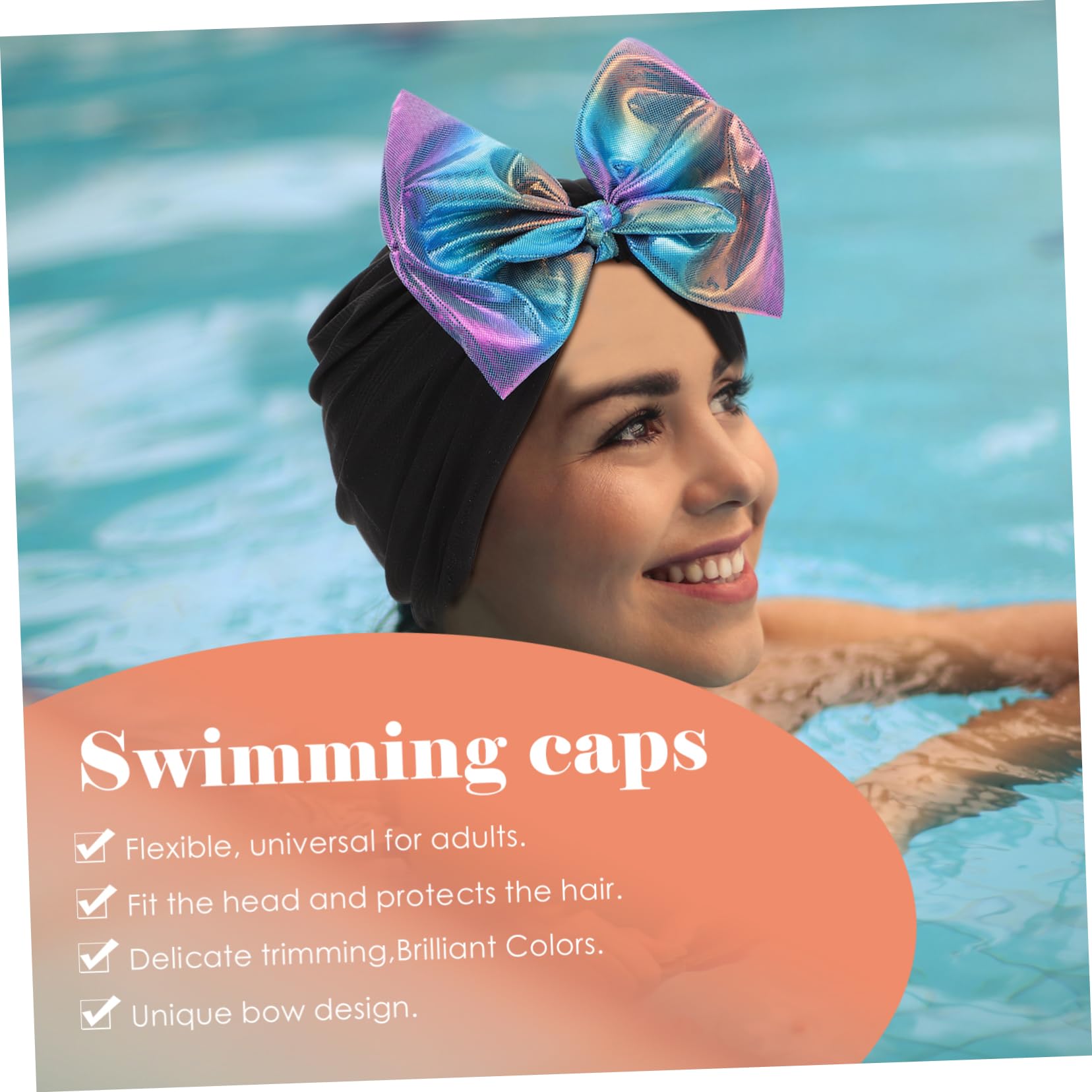 VANZACK 5pièces Bonnet De Natation Décoratif pour Adultes Chapeau Nylon Élastique avec Nœud pour Cheveux pour Piscine Natation