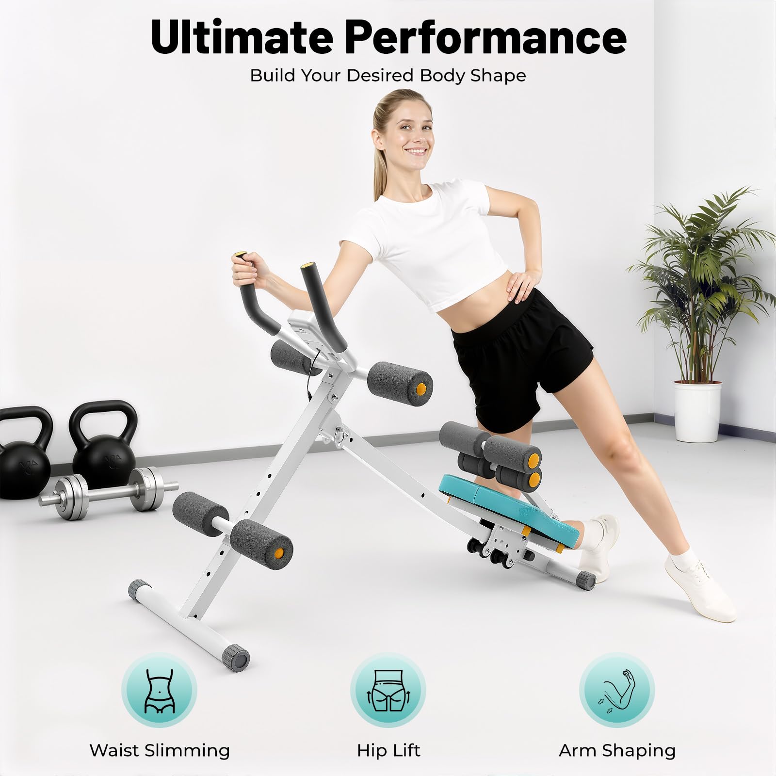 4 in 1 attrezzo multifunzione per l'allenamento addominale per casa, altezza e lunghezza regolabile, display LCD, capacità di carico 120 kg per famiglie, aziende, palestre