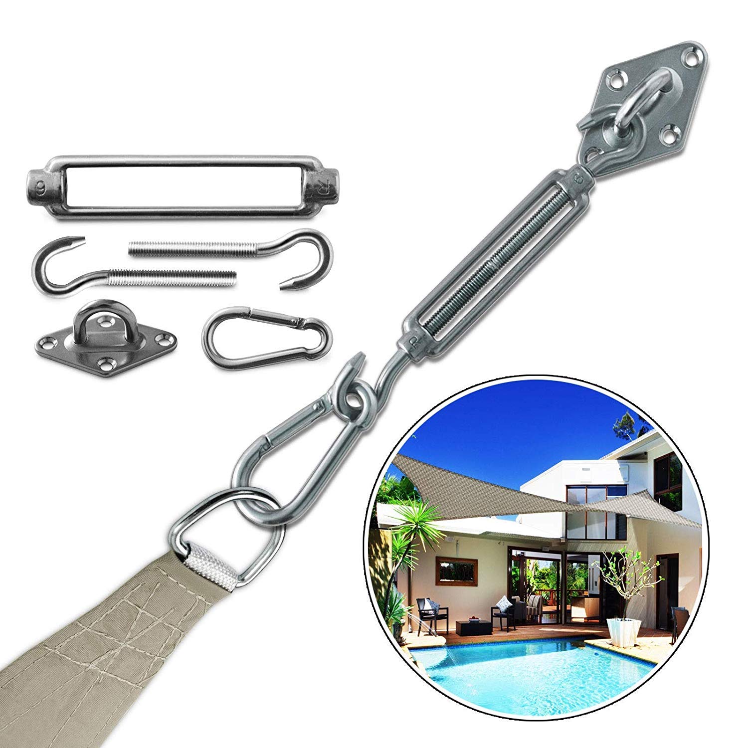 Produktbild von Casa Pura Sonnensegel Dreieck 5x5x5m - Komplettset Mit Montagezubehör