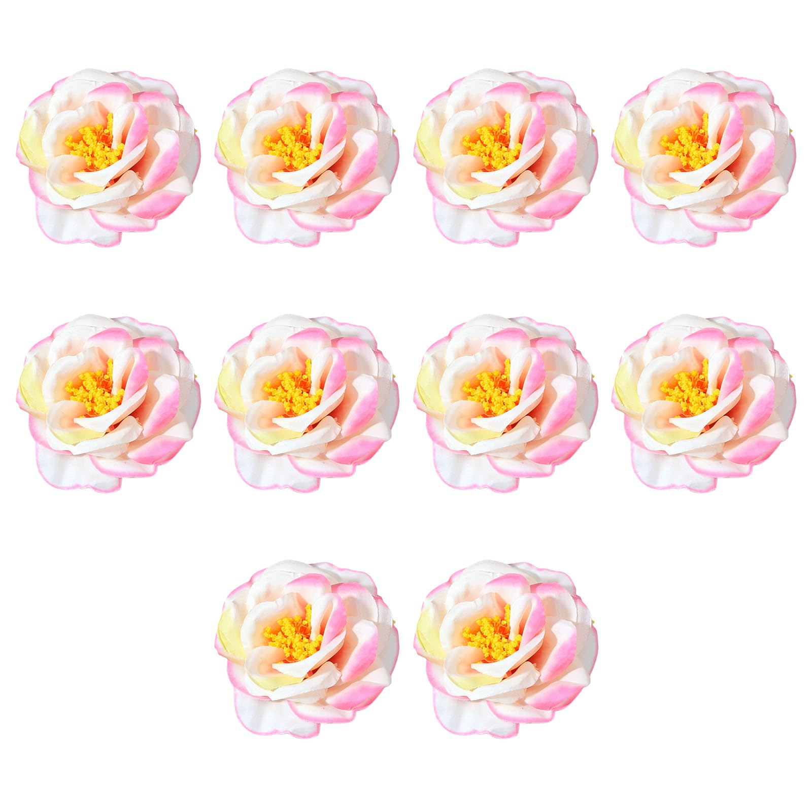 Limtula 10Pieces Artificial Flower Head for Weddings Bouquets Party Table Centerpieces Home Decoration 2.76Inch Flower Buds Hat Cake Decoration