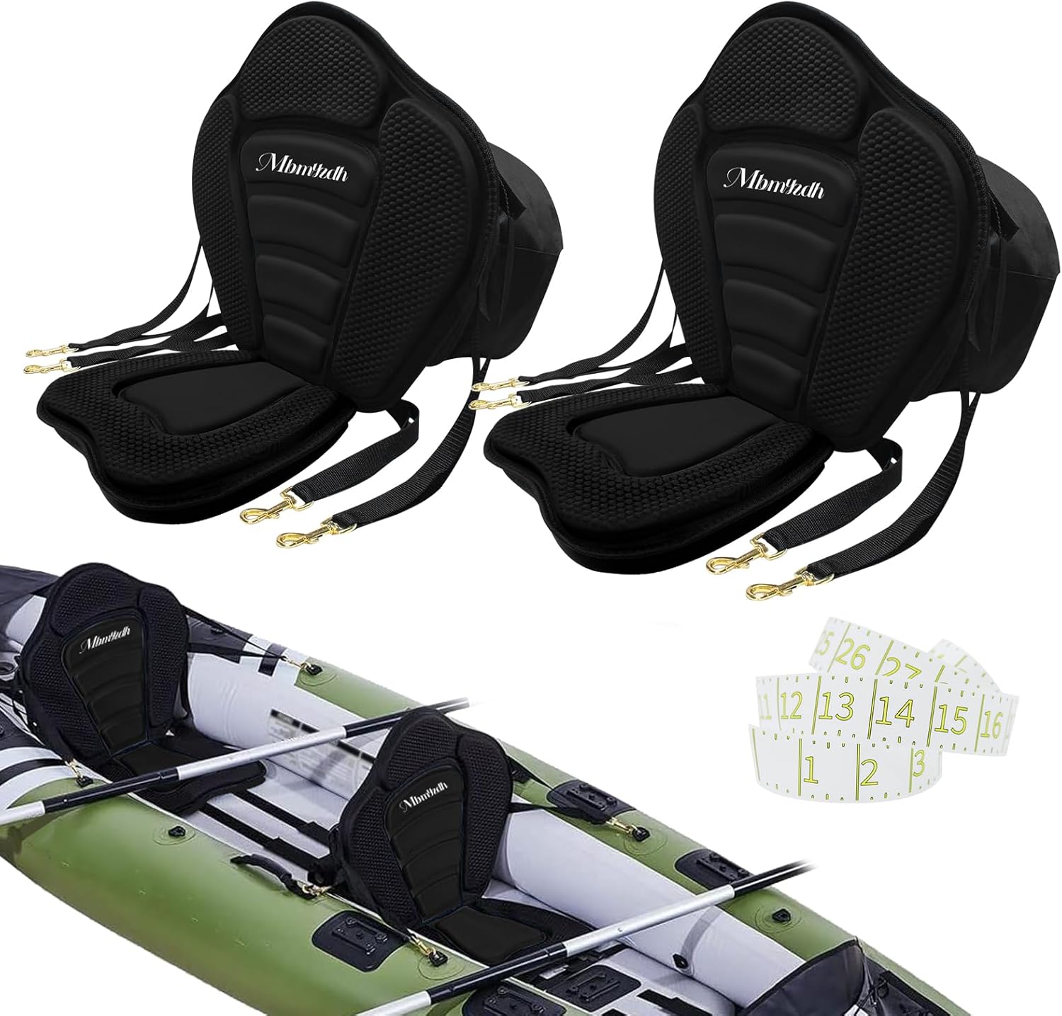 Deluxe Padded Kayak Seats 2 Pack – Premium Shockproof Seats with Back Support for Kayaking, Canoeing, Fishing, Paddle Boarding – Comfort, Versatility and Extra Storage (Black, 2 pcs) Deluxe Padded Kayak Seats 2 Pack – Premium Shockproof Seats with Back Support for Kayaking, Canoeing, Fishing, Paddle Boarding – Comfort, Versatility and Extra Storage (Black, 2 pcs)