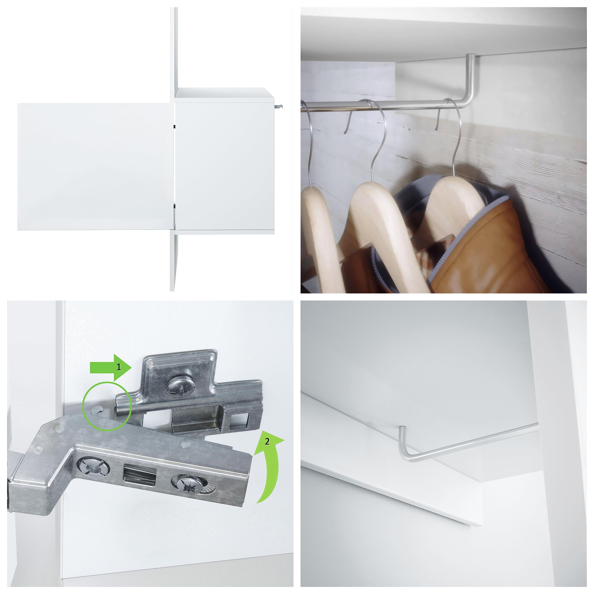 Vladon Garderobe Carlton Neo, Wandgarderobe aus Flur-Paneel mit Spiegel, Kleiderstange & Wandschrank, Weiß matt (52 x 193 x 35 cm)