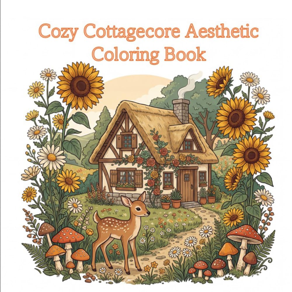 Cozy Cottagecore Aesthetic Coloring Book: Relaxing Country Scenes, Vintage Nature Designs, and Peaceful Woodland Animals for Stress Relief and Mindfulness