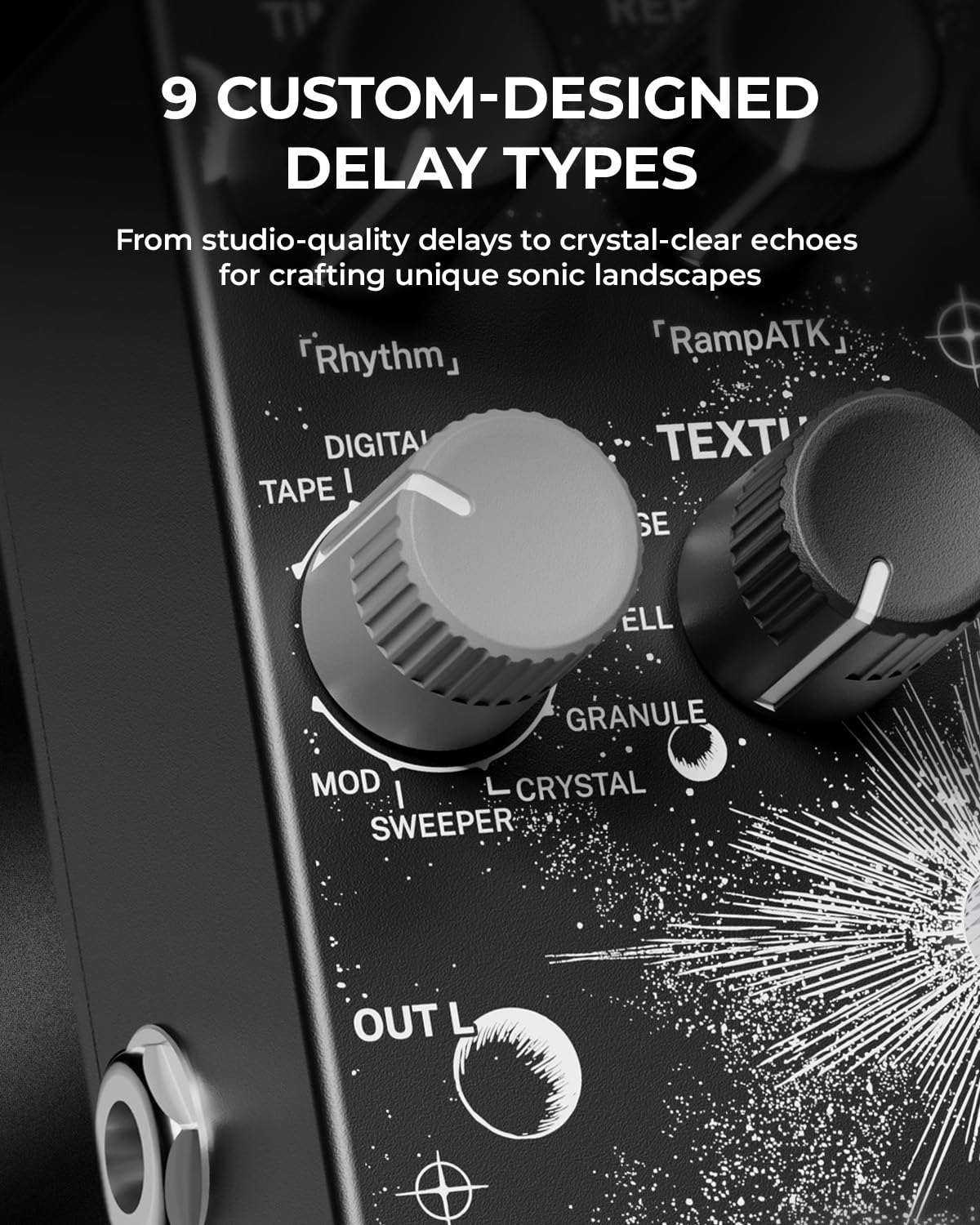Everlast Pedale Delay per Chitarra Elettrica – Pedale Effetto Digitale con 9 Tipi di Delay Stereo, Tap Tempo, True Bypass, Segnale Dry Analogico e Supporto per Pedale d’Espressione