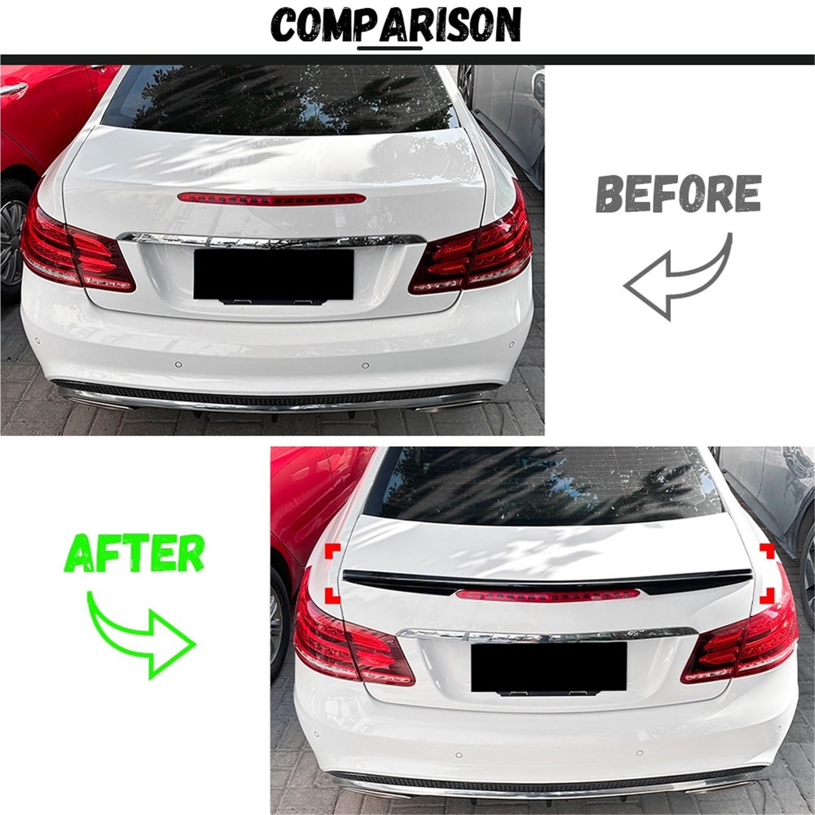 Kompatybilny z Mercedes benz E klasa Coupe W207 C207 E200 E250 E300 E350 2009-2016 tylna pokrywa bagażnika Boot Ducktail Lip Spoiler skrzydła(Carbon Fiber Look)