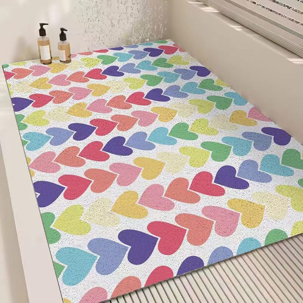 Tapis de Douche antidérapant Tapis Doux – luffa Caoutchouc Rapide(Rainbow,90x90cm)