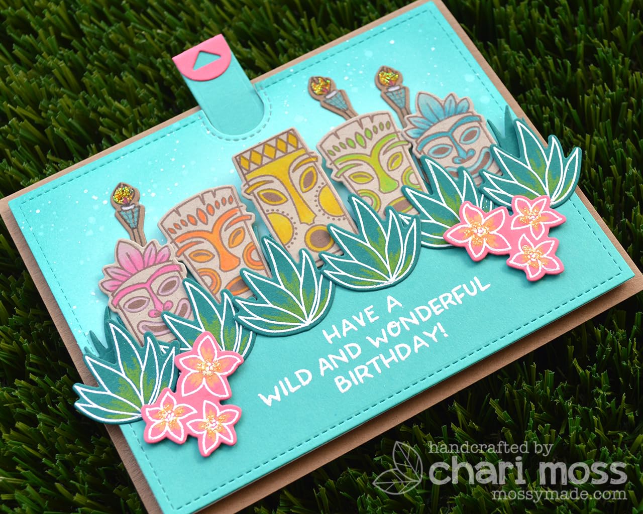 It's a Jungle Stamp and Die Set Combo, Essentials by Ellen, Stamping, Scrapbooking, Die Cutting, DIY, Cardmaking, Papercraft, Tropical, Tiki, Palm, Survivor, Torches, Tribu