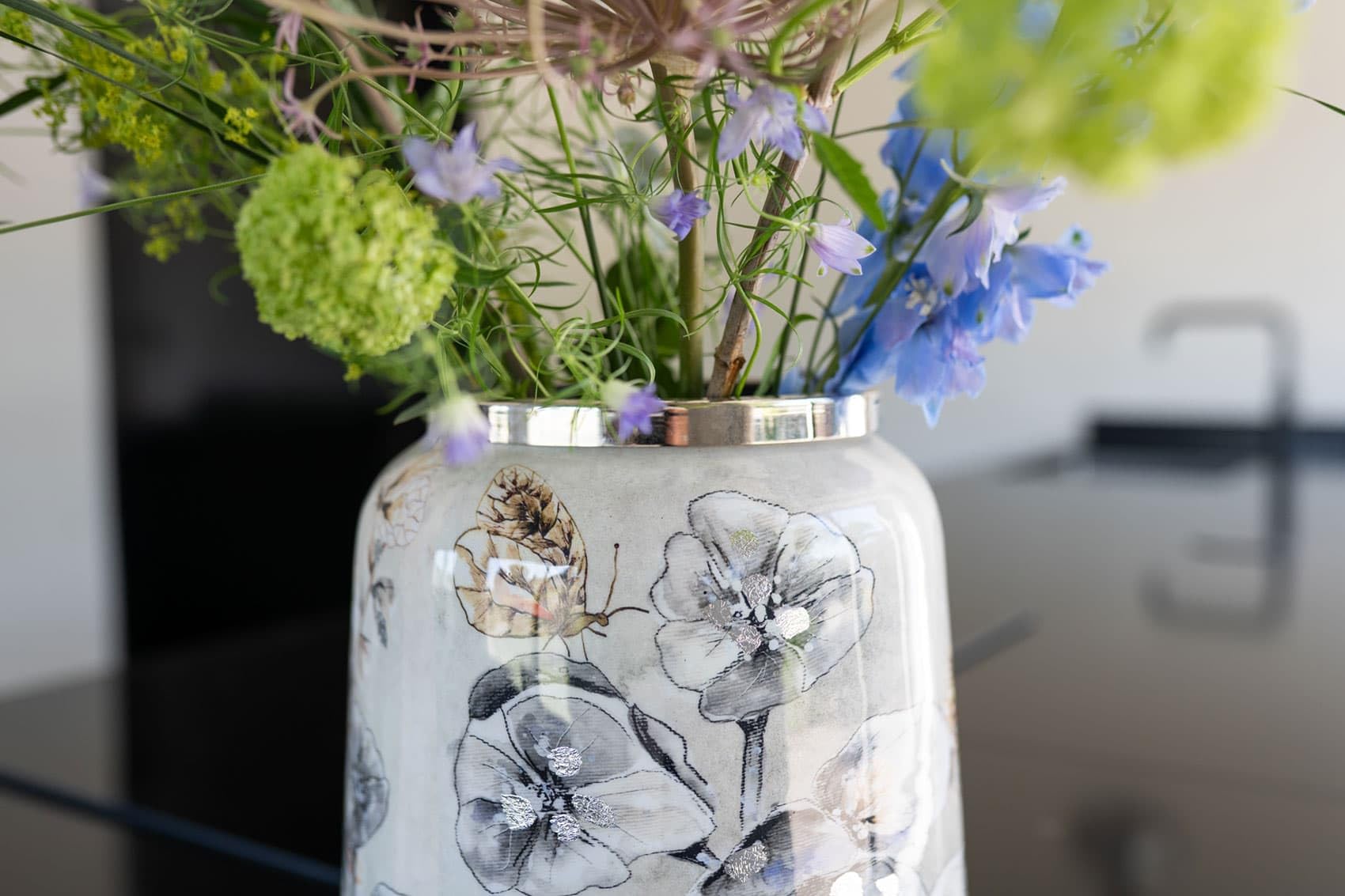 Blumentopf hoch Moonlight Meadow - 21x24 - Metall & Epoxy - Exklusive Haushaltswaren für den Innenbereich - Handgefertigt - Einzigartiger Druck - Designed by Lammie