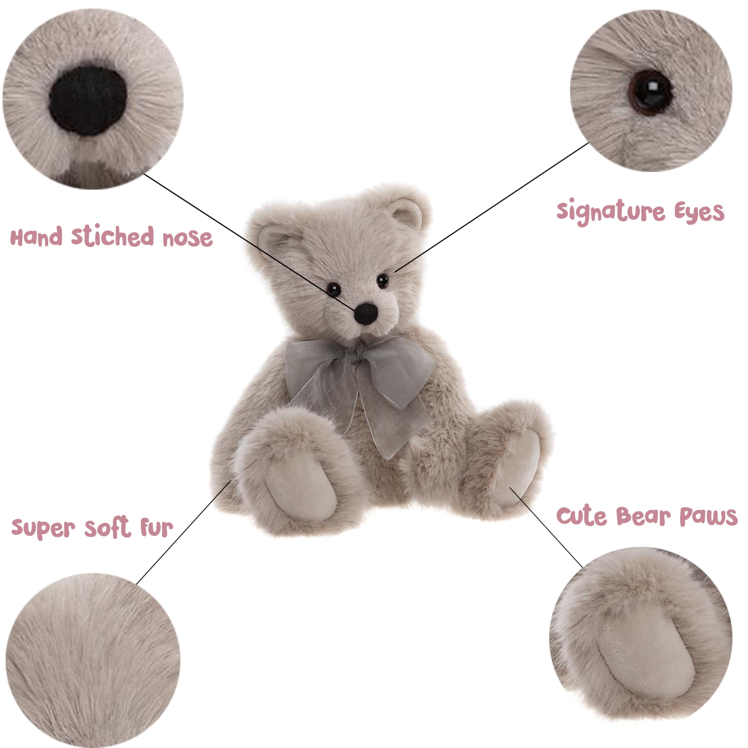 Charlie Bears Jelly Bean Teddy Bear - Soft and Cuddly Plush Toy Gift, Grey, 37cm - Image 3